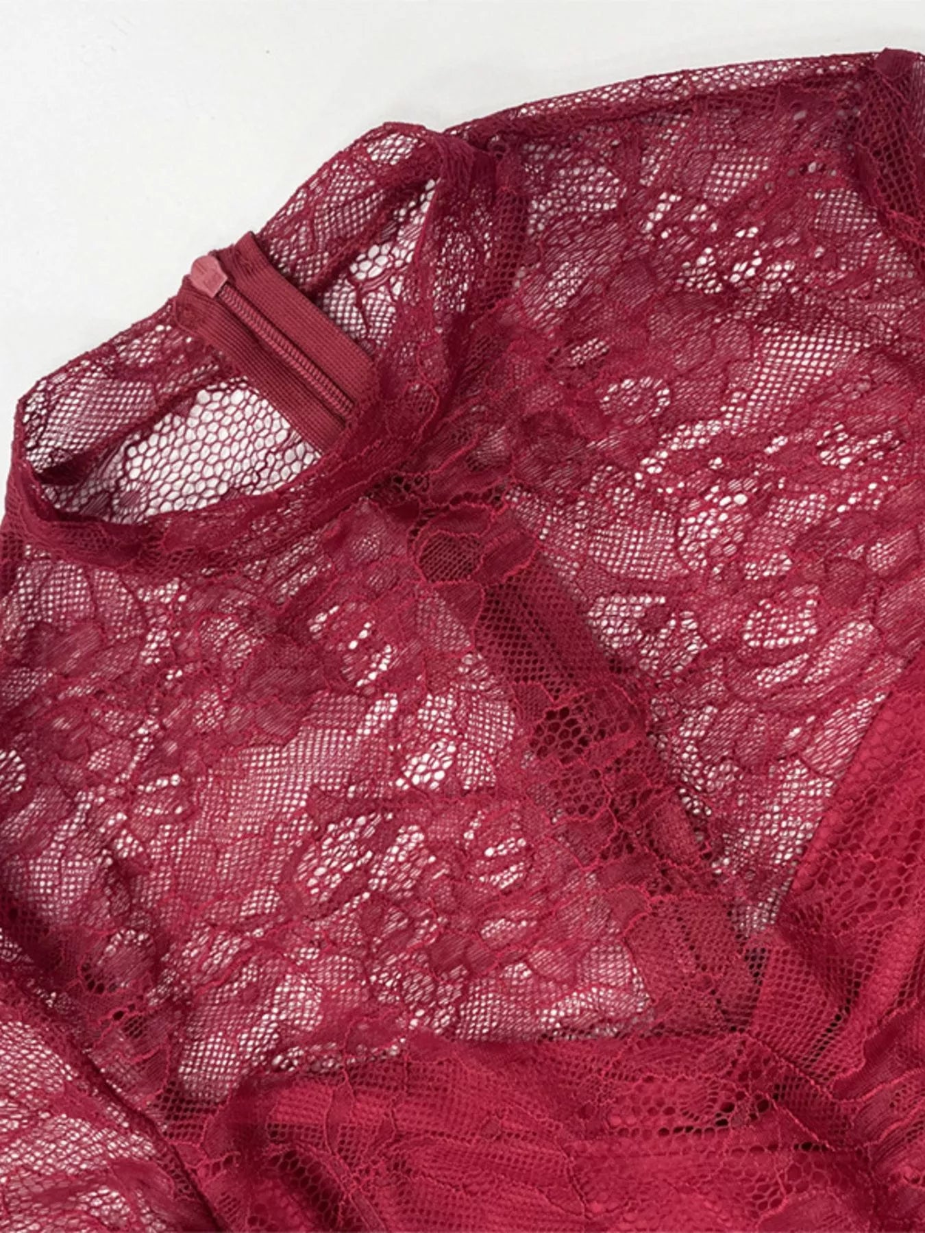 Lace Sheer Mock Neck Long Sleeve Maxi Dress