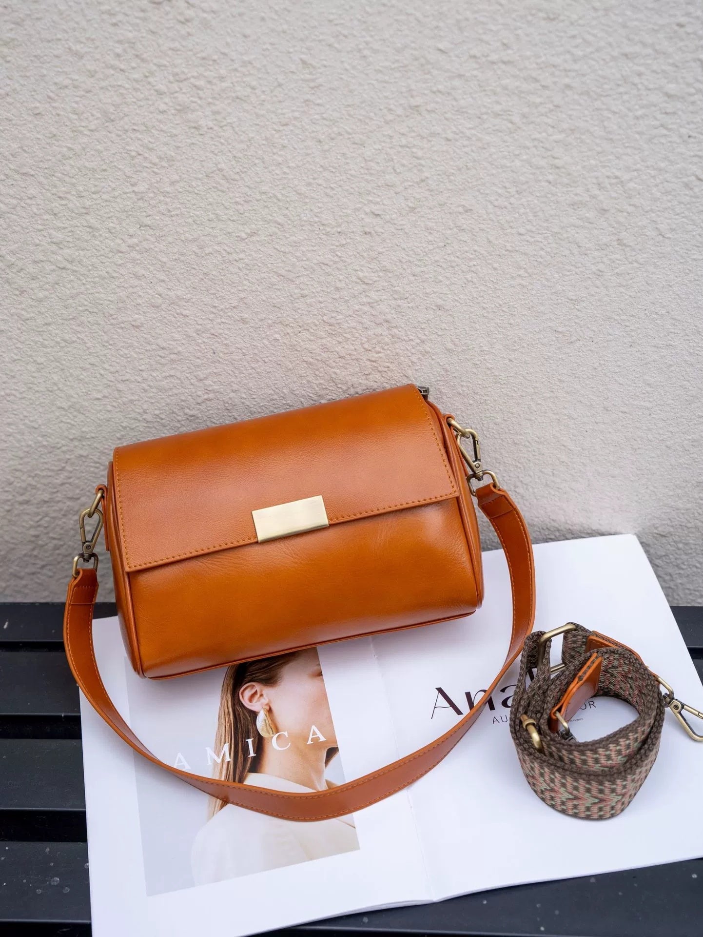 Baidi Leather Women's Bag 2025 New Genuine Leather Crossbody Bag, Top-Grain Vegetable-Tanned Cowhide Shoulder Bag, Light Luxury Commuter Bag