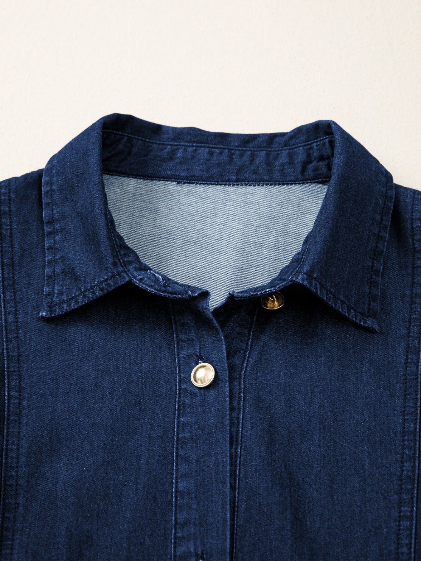 Belted Button-Down Midi Denim Dress