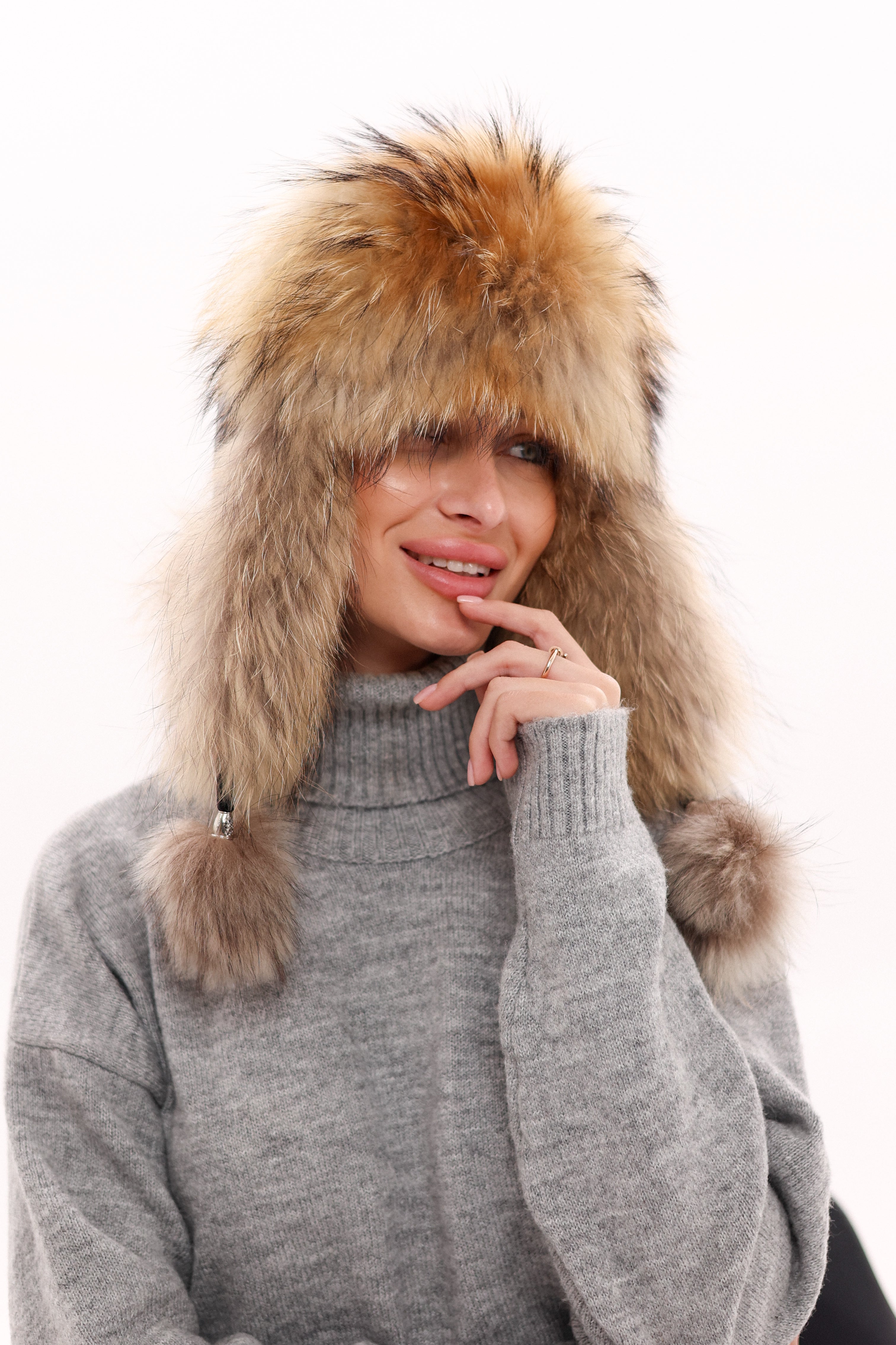 Genuine Racoon Fur Genuine Leather Hat
