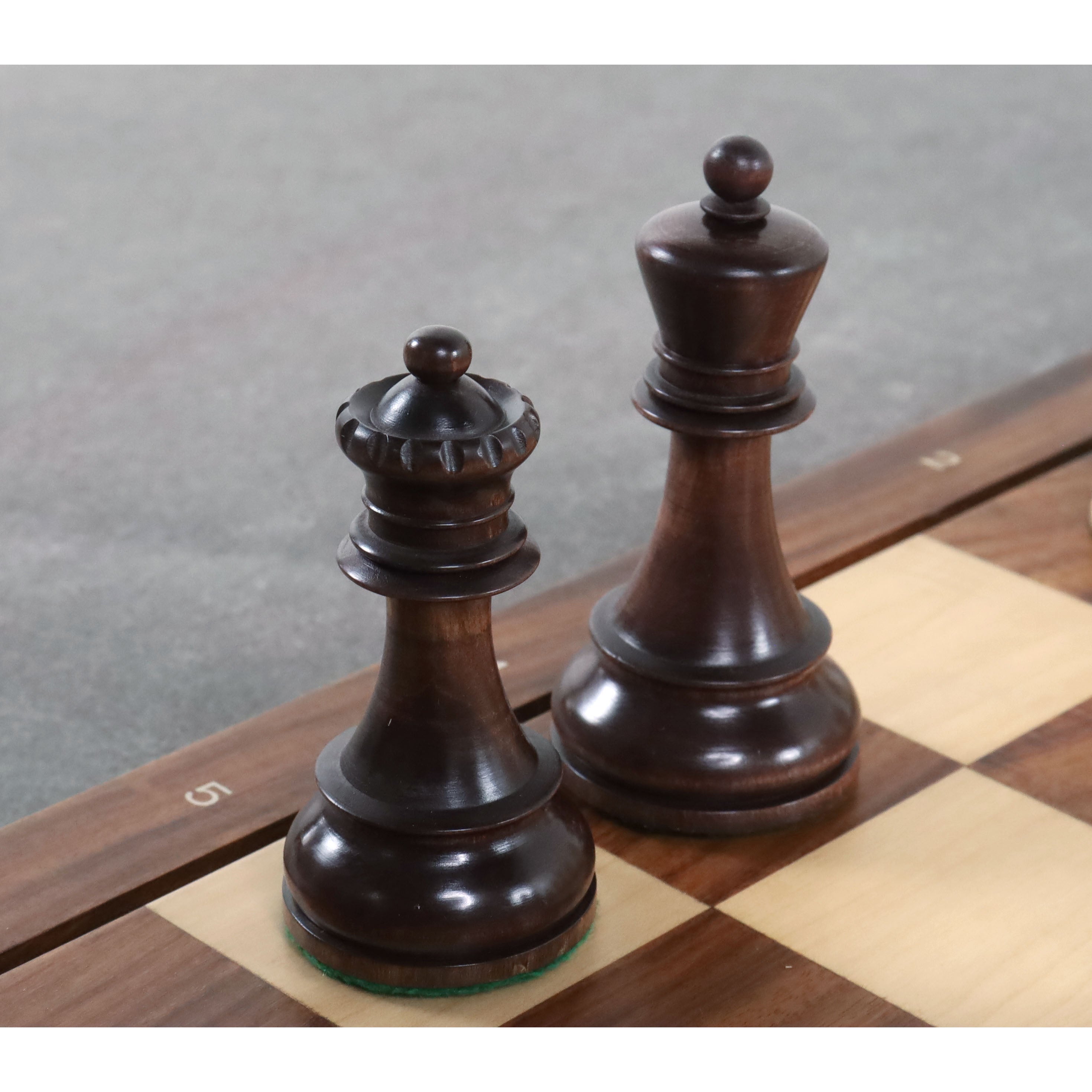 1950s' Fischer Dubrovnik Chess Set- Chess Pieces Only - Mahogany Stained & Boxwood - 3.8" King