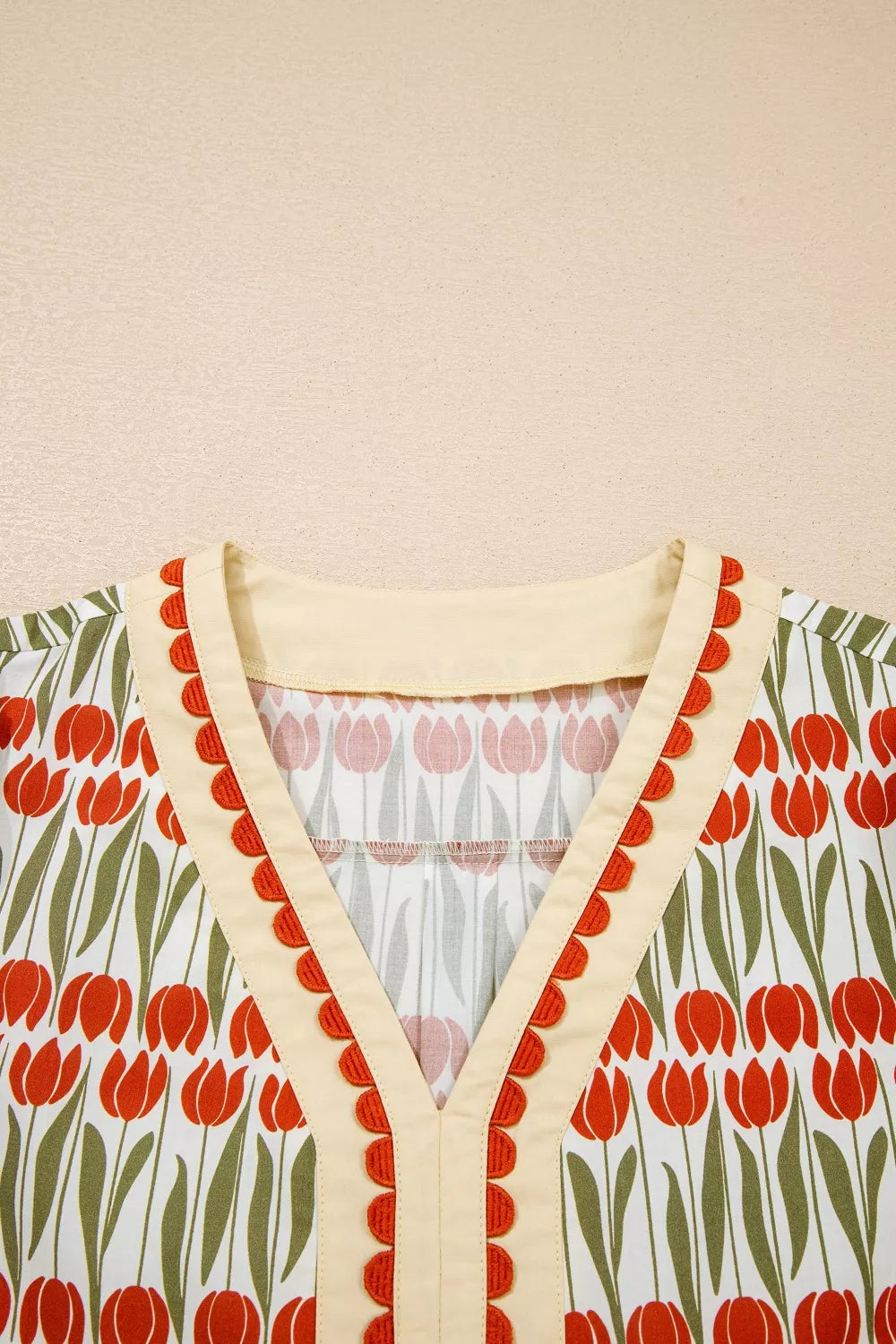 Tulip Floral Print Cotton Puff Short Sleeve Mini Dress