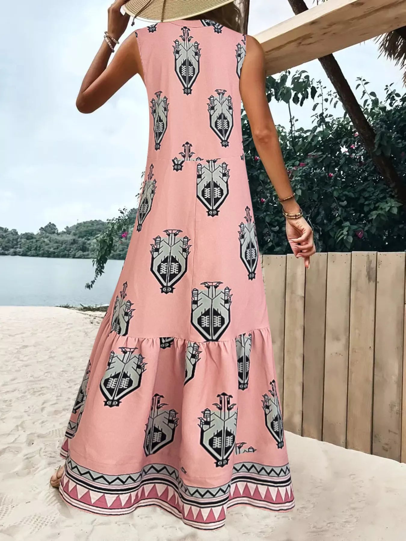 Printed Sleeveless Maxi Dress