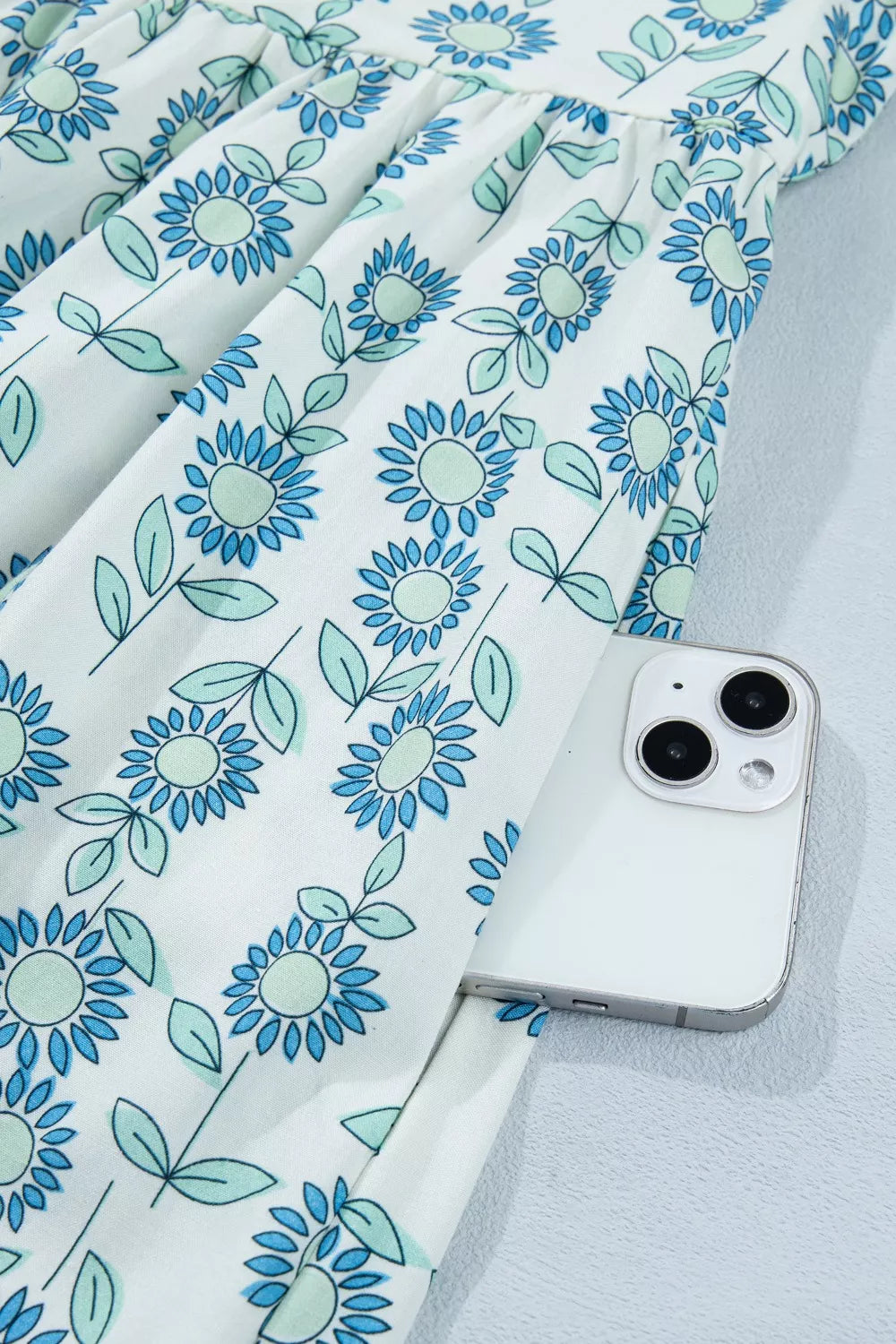 Printed Notched Cap Sleeve Dress
