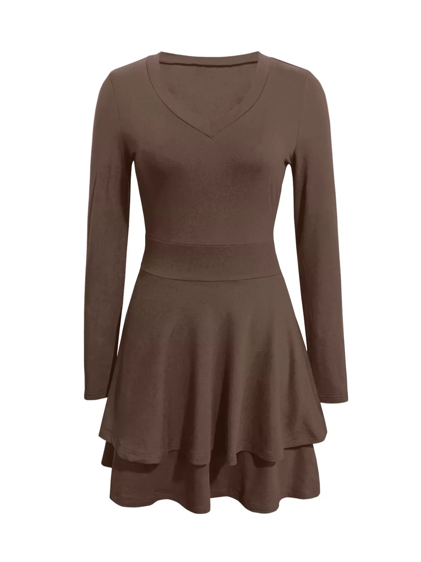 V-Neck Layered Ruffle Mini Dress