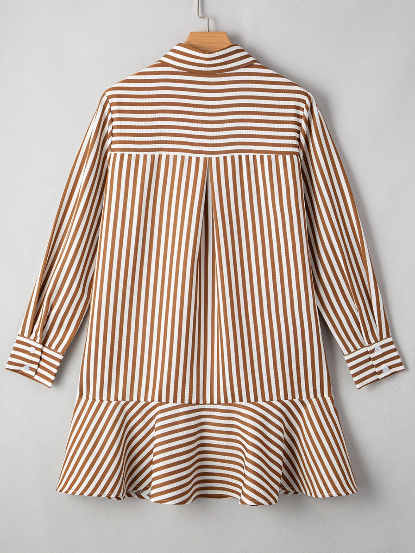 Striped Ruffle Hem Shirt Dress