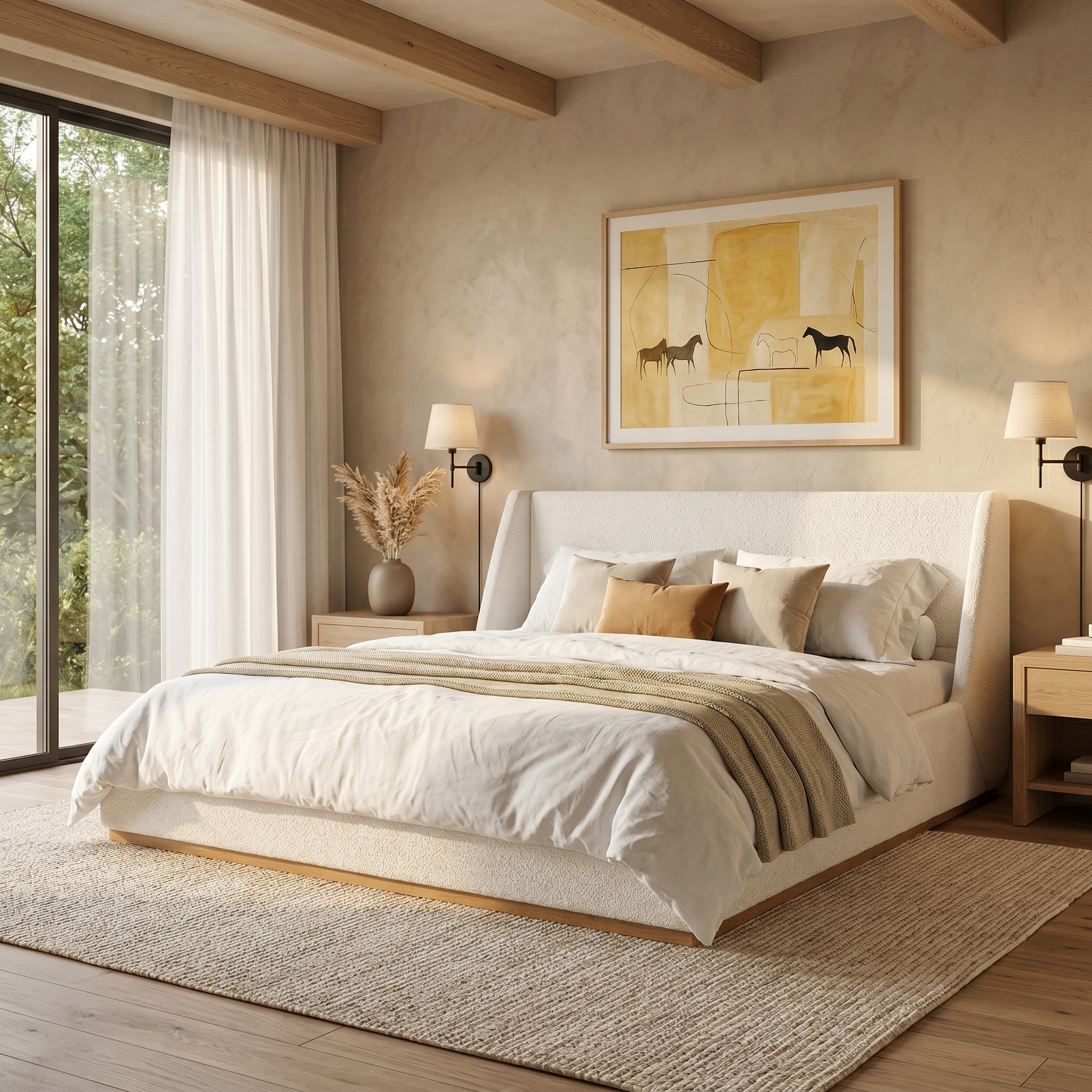Luxury Upholstered Bed with Wings