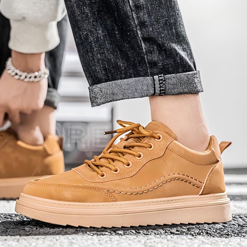 Men's New Breathable Platform Sneakers, Trend Versatile Casual Skate & Leather Fashion Shoes