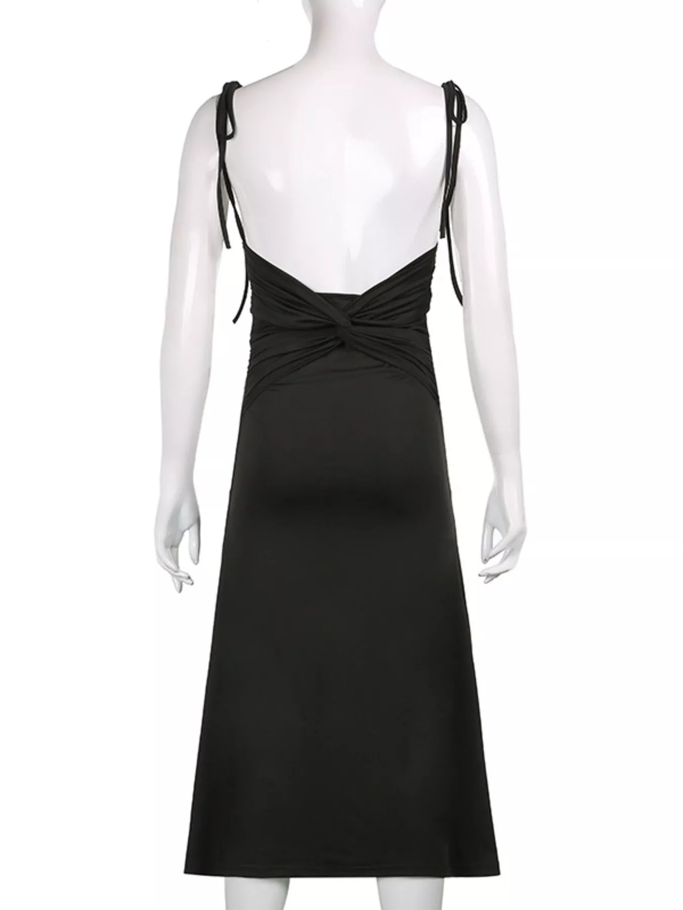 Ruched Tie Shoulder Midi Dress