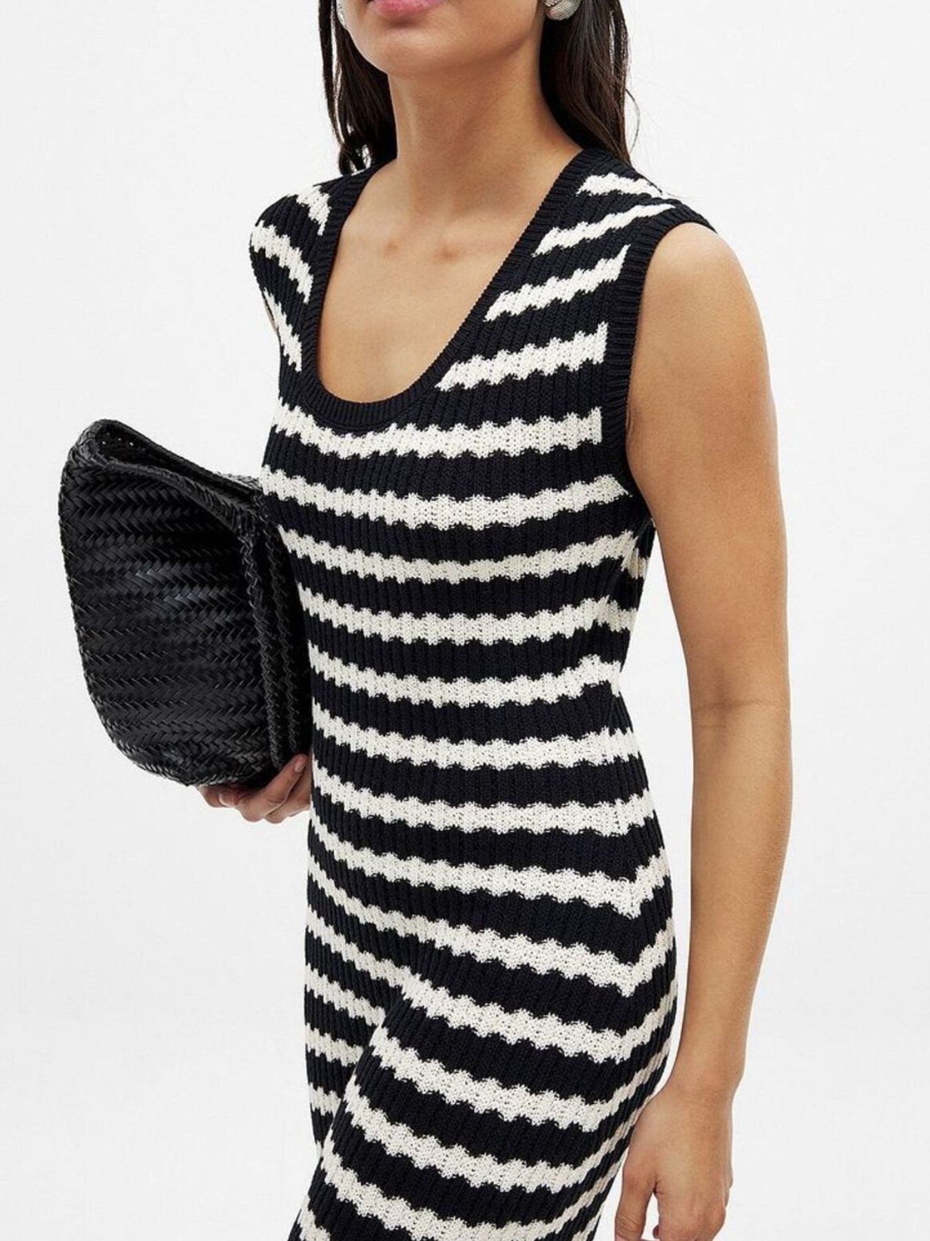 Side Slit Sleeveless Midi Knit Dress