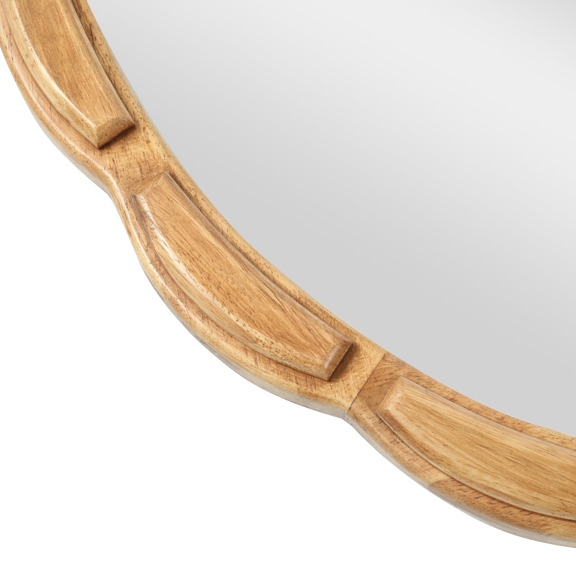 Round Solid Wood Wall Mirror - 31.5" Rustic Farmhouse