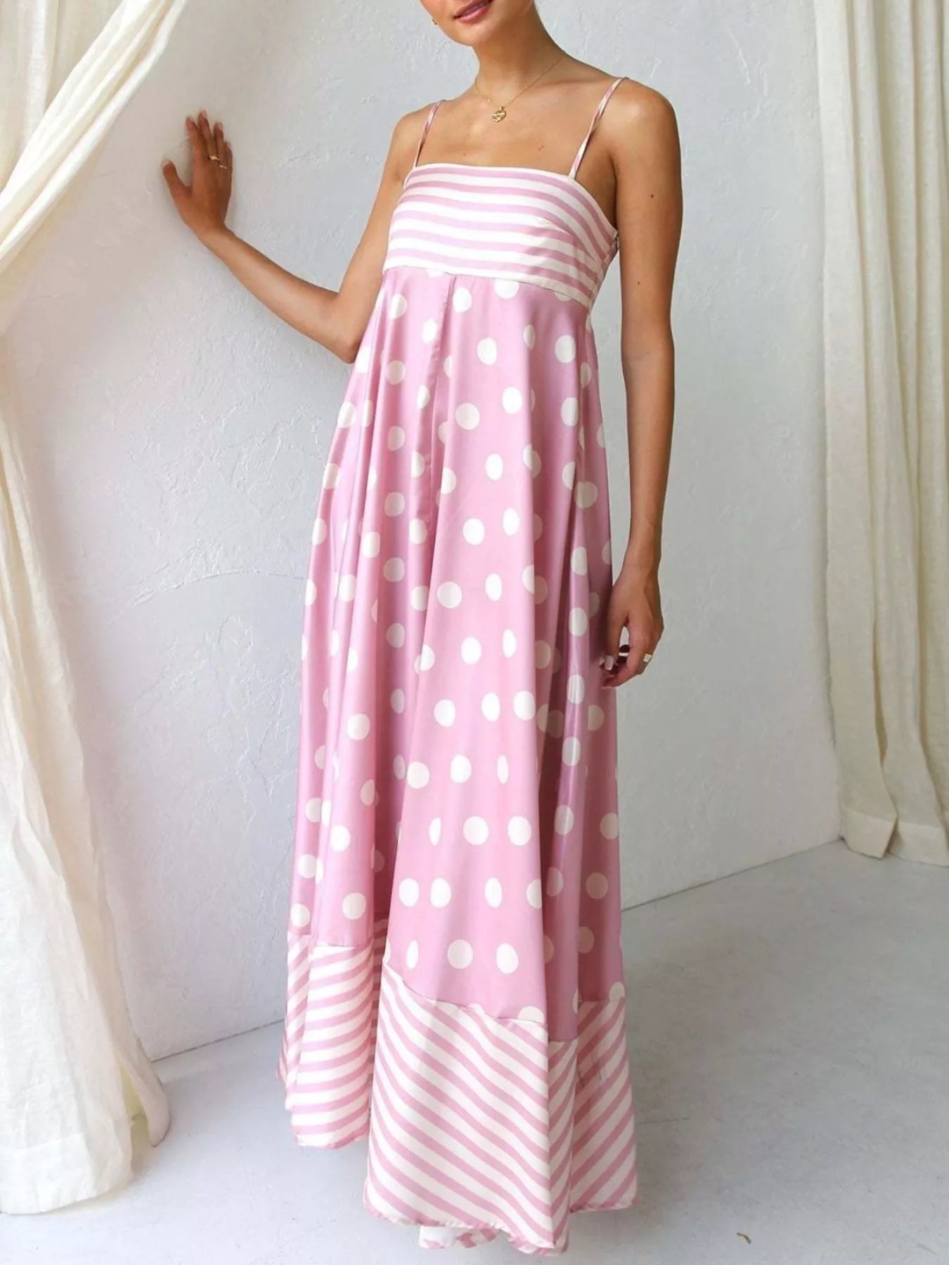 Printed Spaghetti Strap Maxi Dress