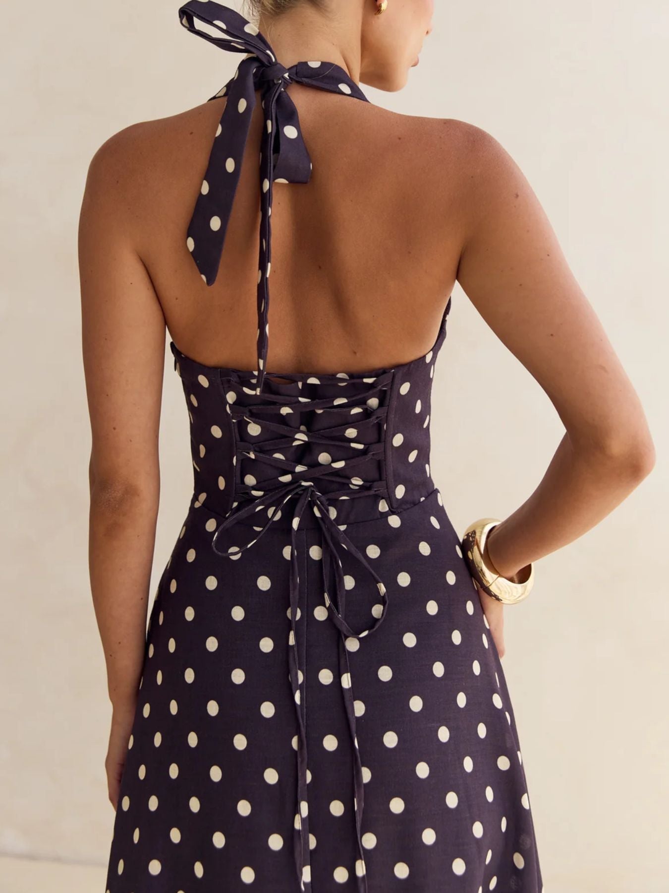 Floral Print Halter Neck Maxi Dress
