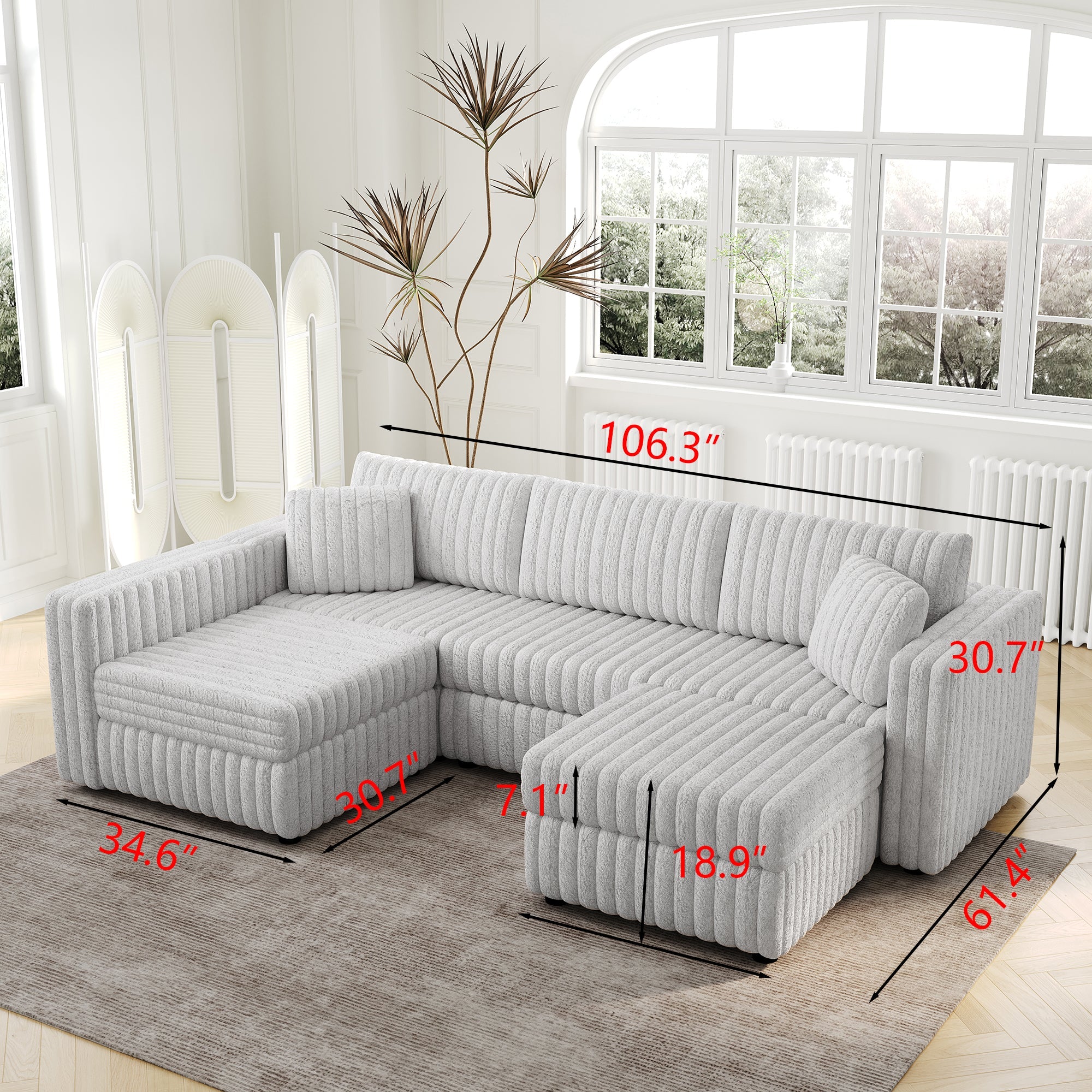 106.3" Soft U-Shaped 4-Person Sofa