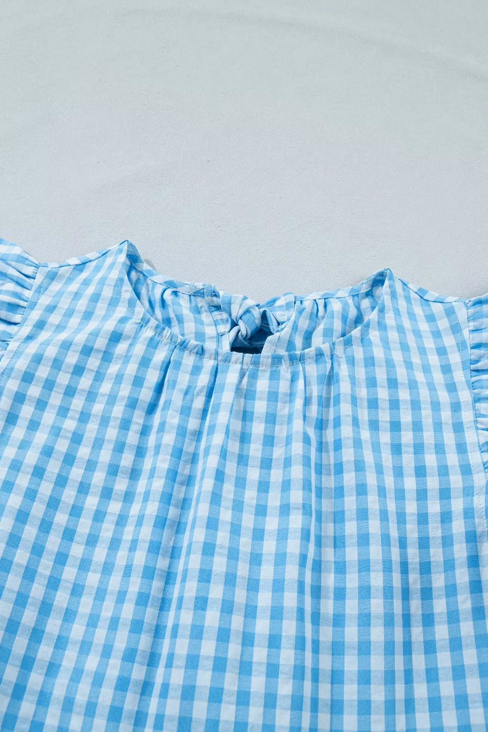 Knot Back Ruffled Short Sleeve Gingham Maxi Dress
