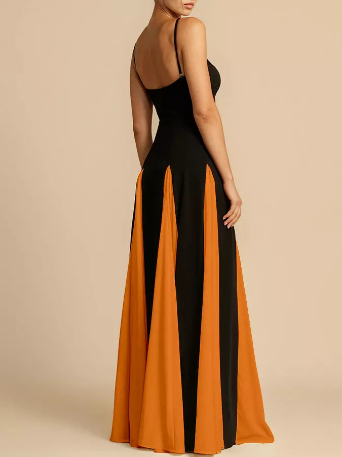 Two-Tone Flowing Maxi Dress