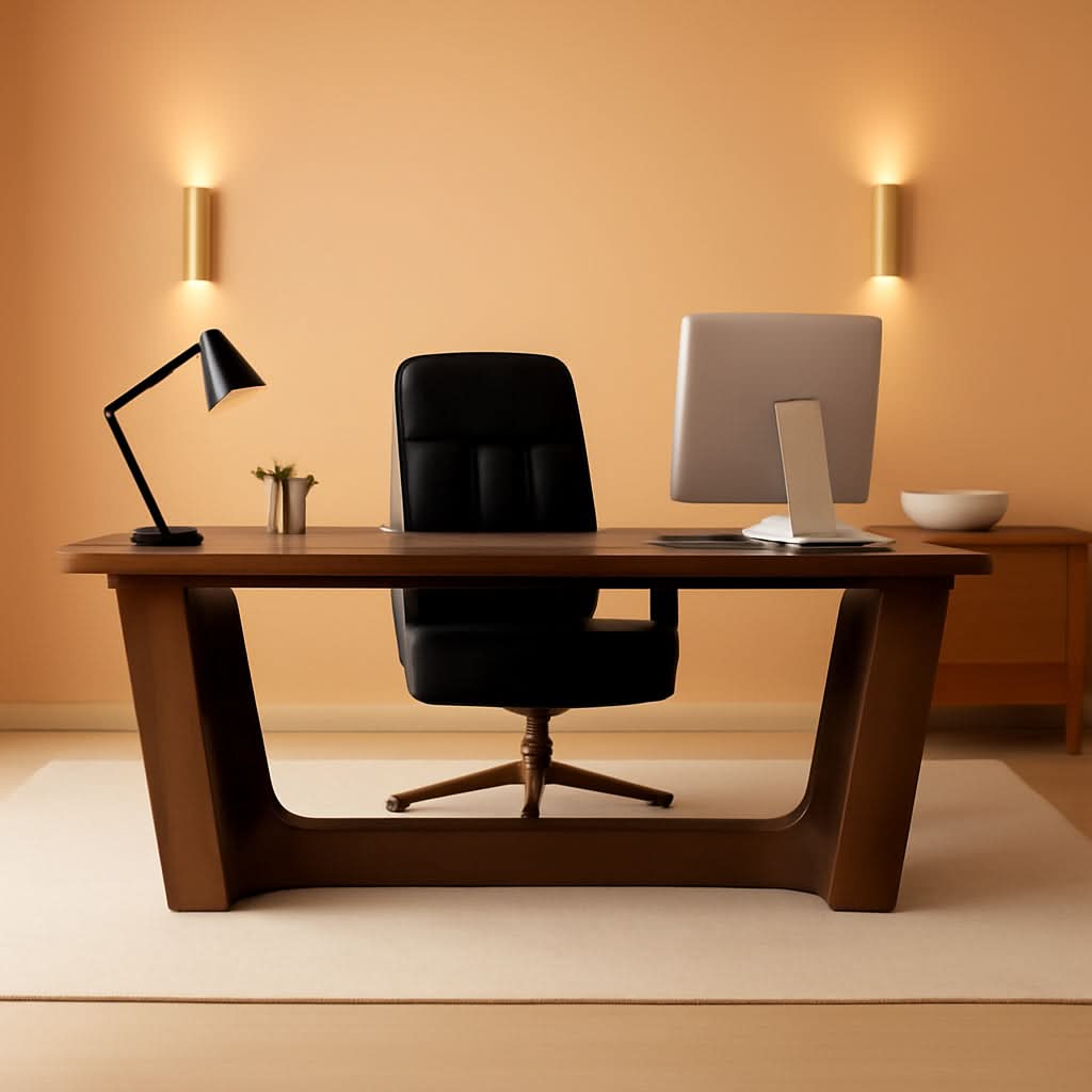 71 Inch Brown Executive Wood Computer Desk For Home Office - Overture Gifts