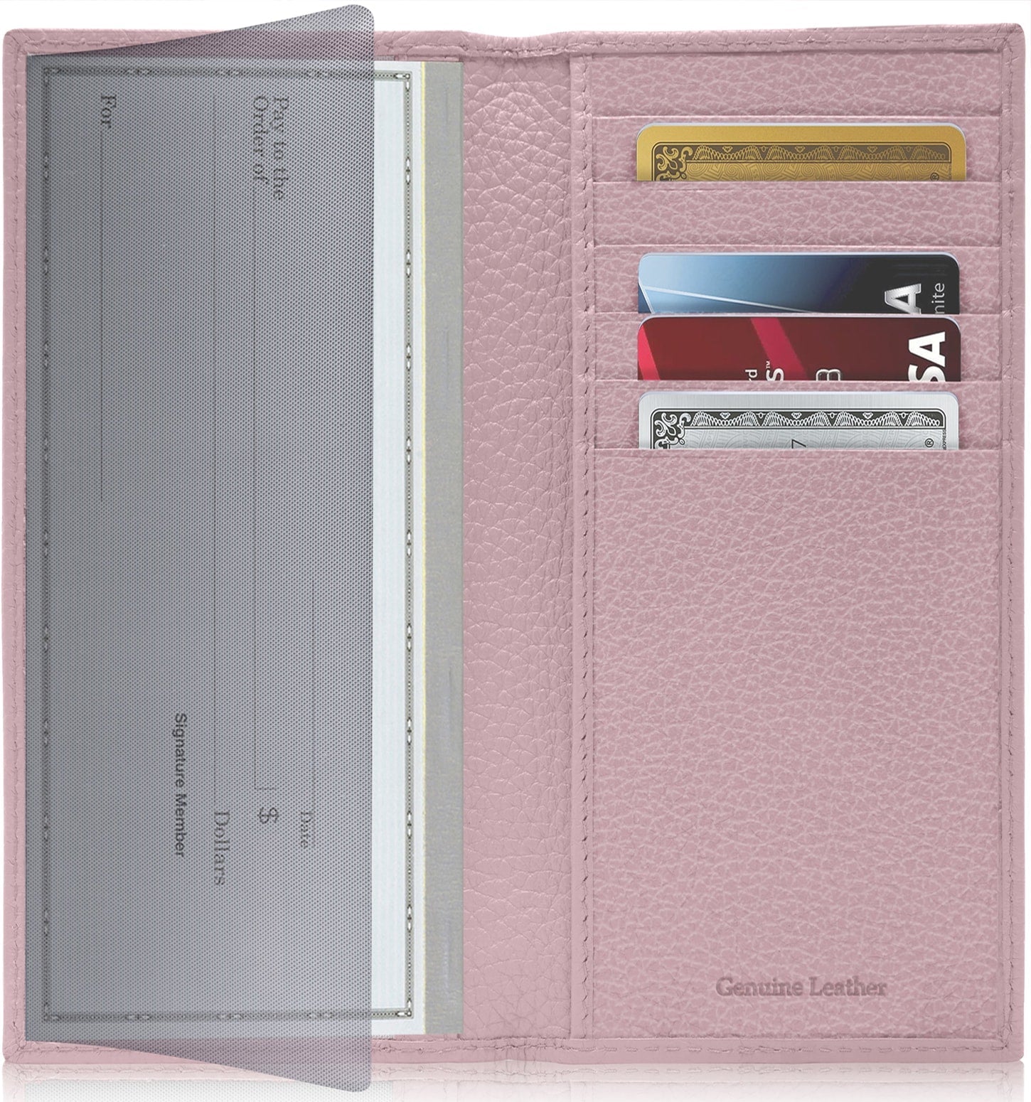 Genuine Leather Checkbook Cover – Card Slots, RFID Blocking