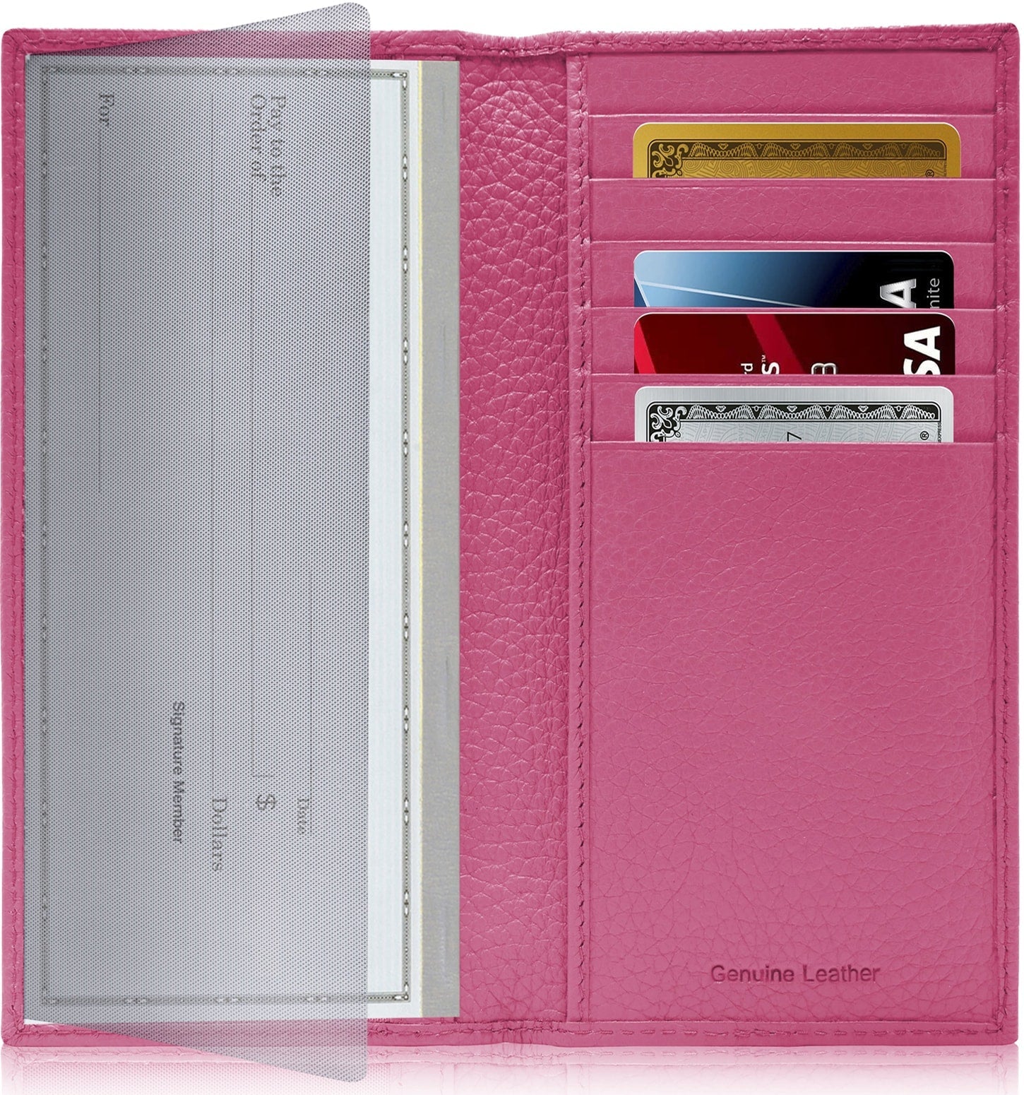 Genuine Leather Checkbook Cover – Card Slots, RFID Blocking