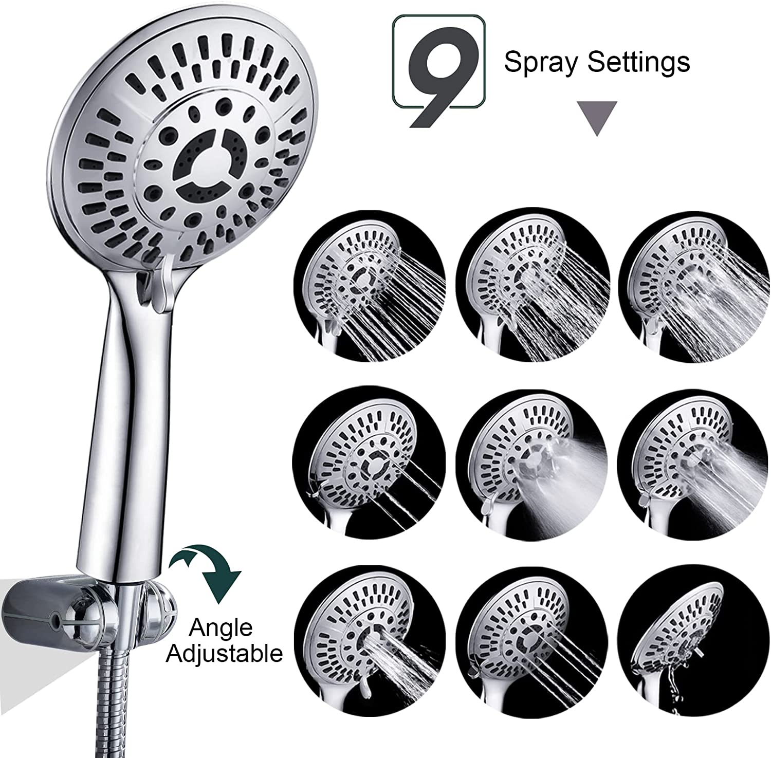 Rain Shower Faucet Set with Handheld Shower Head, 13" High Rise Arm & Valve