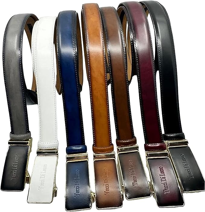 White Italian Leather Ratchet Belt for Men – Handmade Luxury Smart Belt
