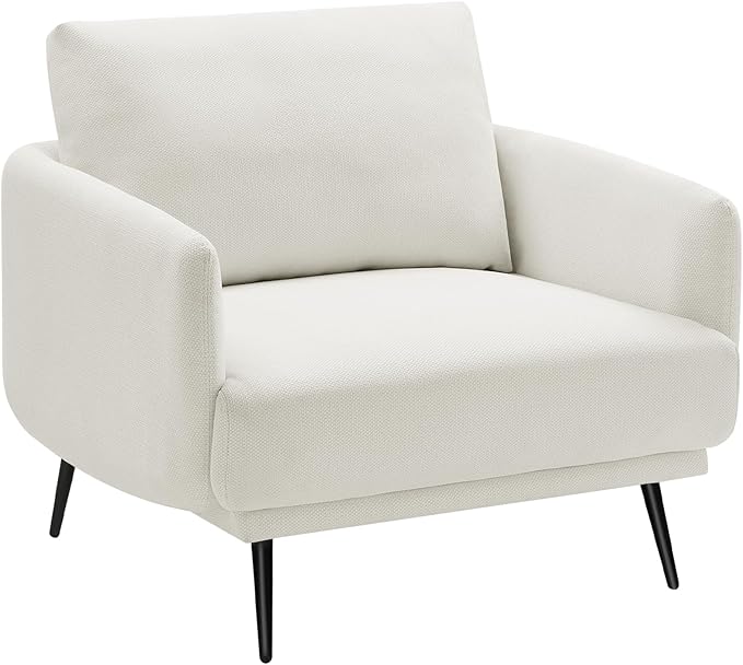 Oversized Accent Chair Set of 2 for Living Room Chairs Reading Arm Chair Comfy Modern Single Sofa Side Chairs with Metal Legs & Soft Cushion for Bedroom, Balcony,Waiting Room (Polyester, Pearl White)