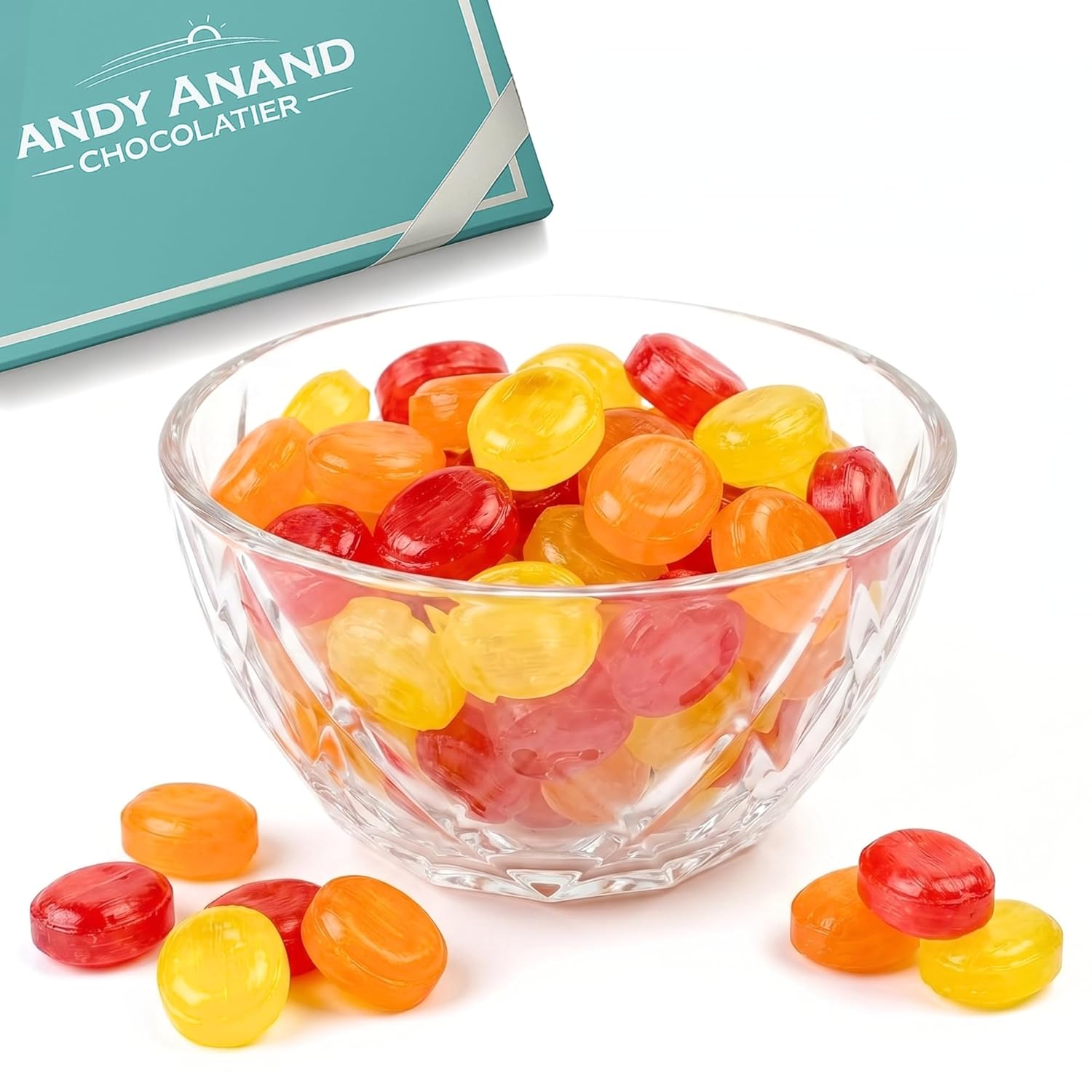 Andy Anand Sugar-Free Tropical Fruit Hard Candy with Vitamin C, 40 ct, 7 oz – Low-Calorie, Keto, Gluten-Free, Diabetic-Friendly Gift Box
