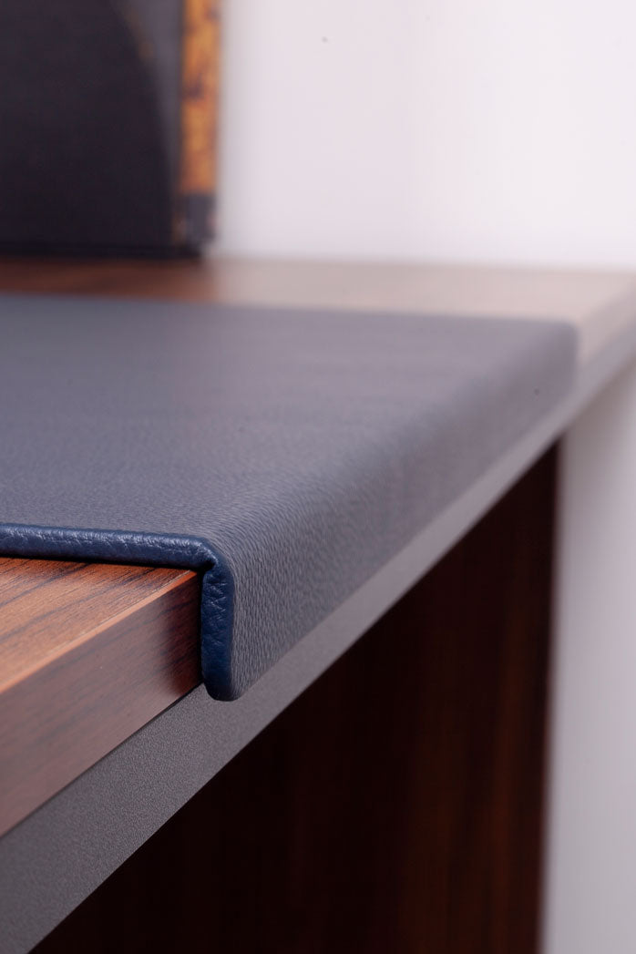 Premium Faux Leather Desk Mat Navy Edge Protection Limited