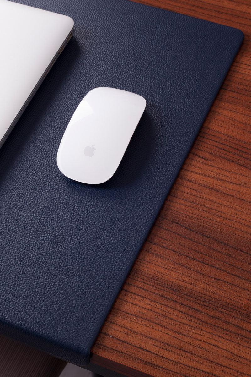 Premium Faux Leather Desk Mat Navy Edge Protection Limited
