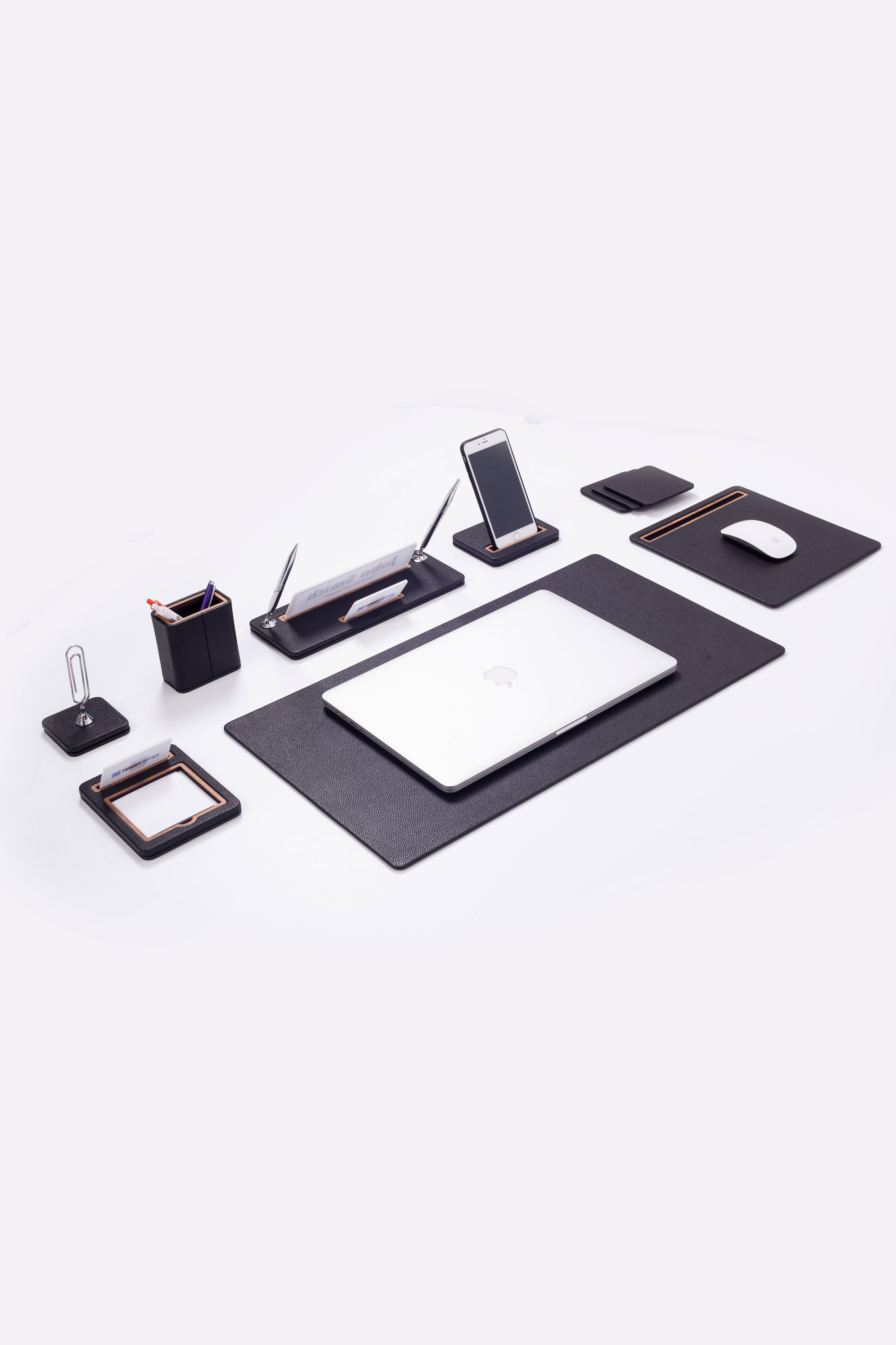 Capella Leather Desk Set with 8 Piece Desk Name