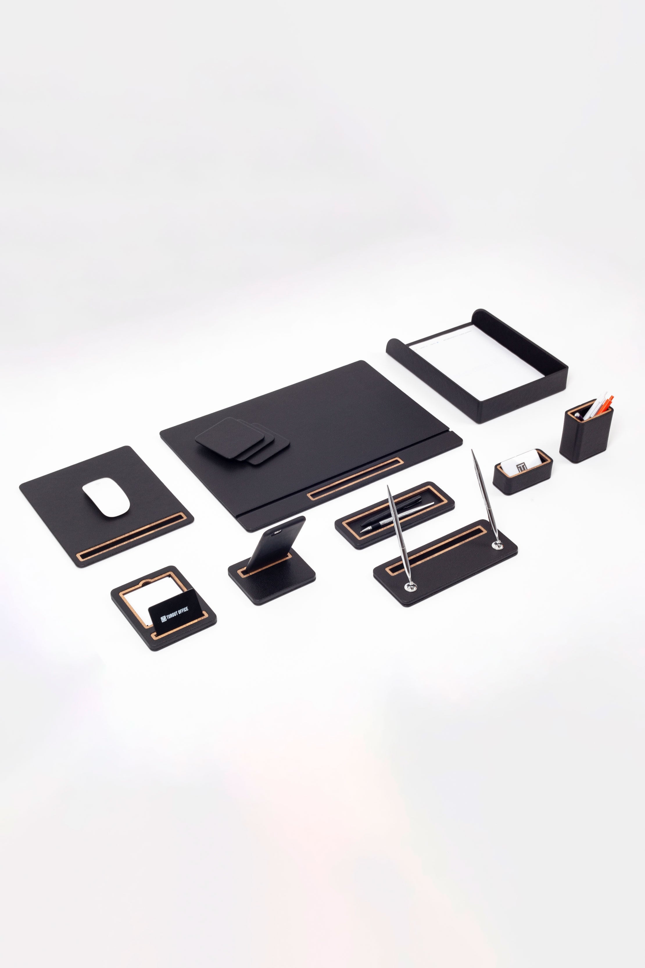 Pera Leather Desk Set 10 Pieces Covered Model Single Document Shelf