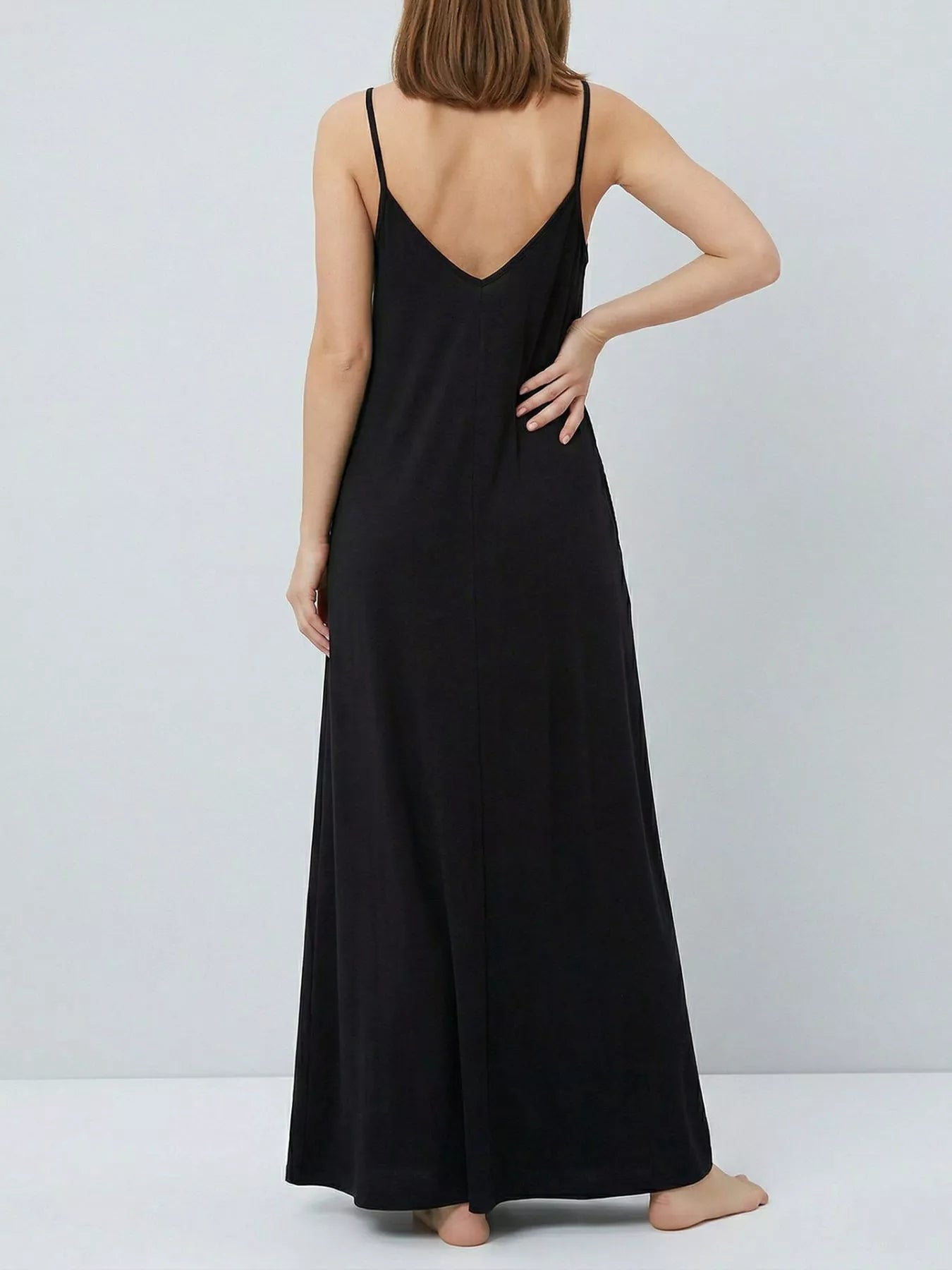 Sleeveless V-Neck Maxi Dress with Pockets