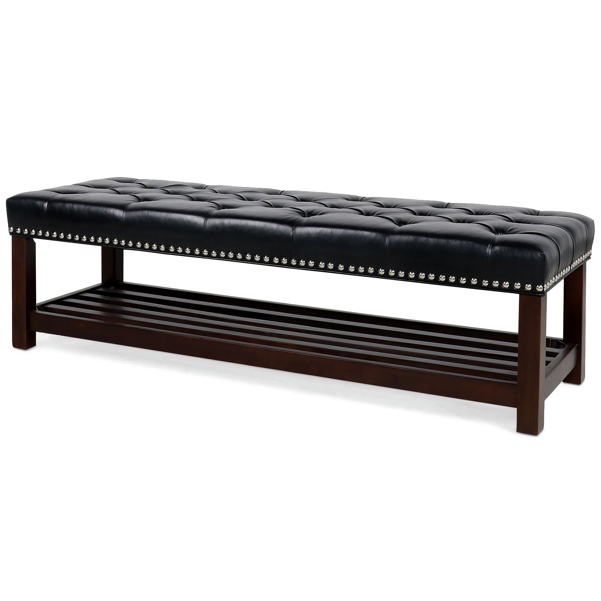 Bedroom End Of Bed Bench Tufted Upholstered End Of Bed Bench End Of Bed Entrance Shoe Bench With Nailhead Trim And Shelf Bedroom Upholstered Bench Living Room Shoe Rack Footstool