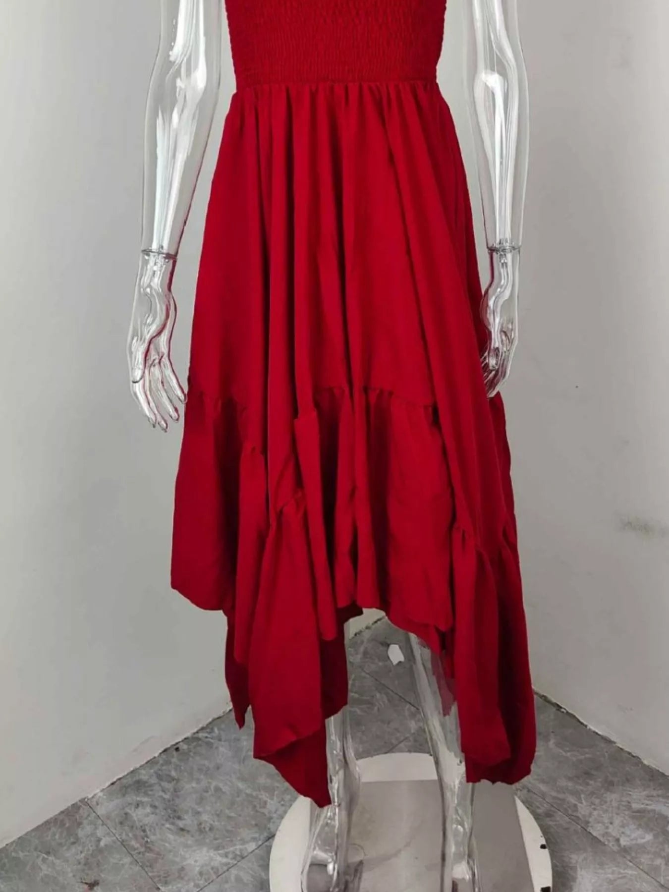 Full Size Smocked Sleeveless Ruffle Hem Maxi Dress Plus Size