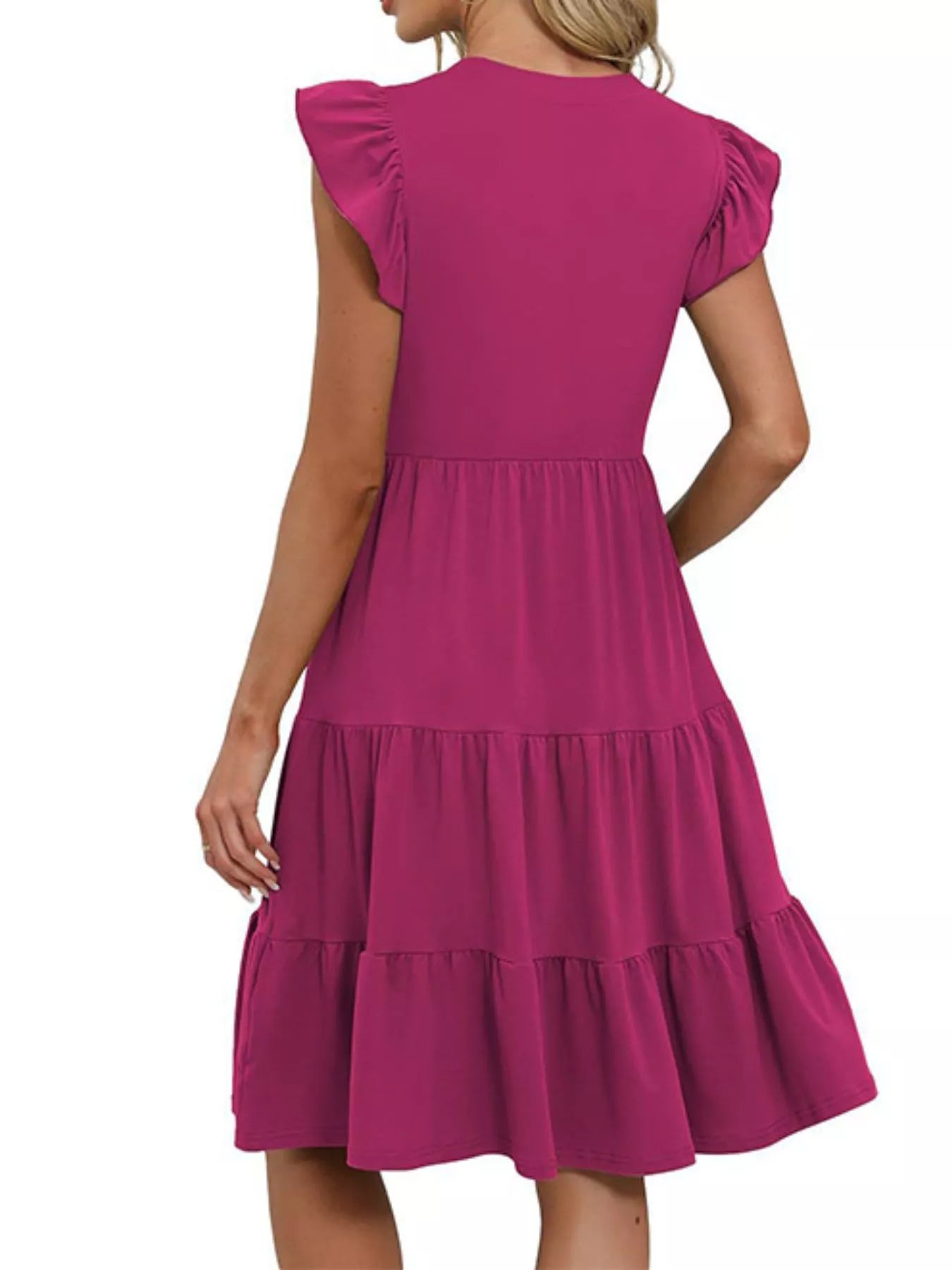 Ruffle Sleeve Tiered Midi Dress