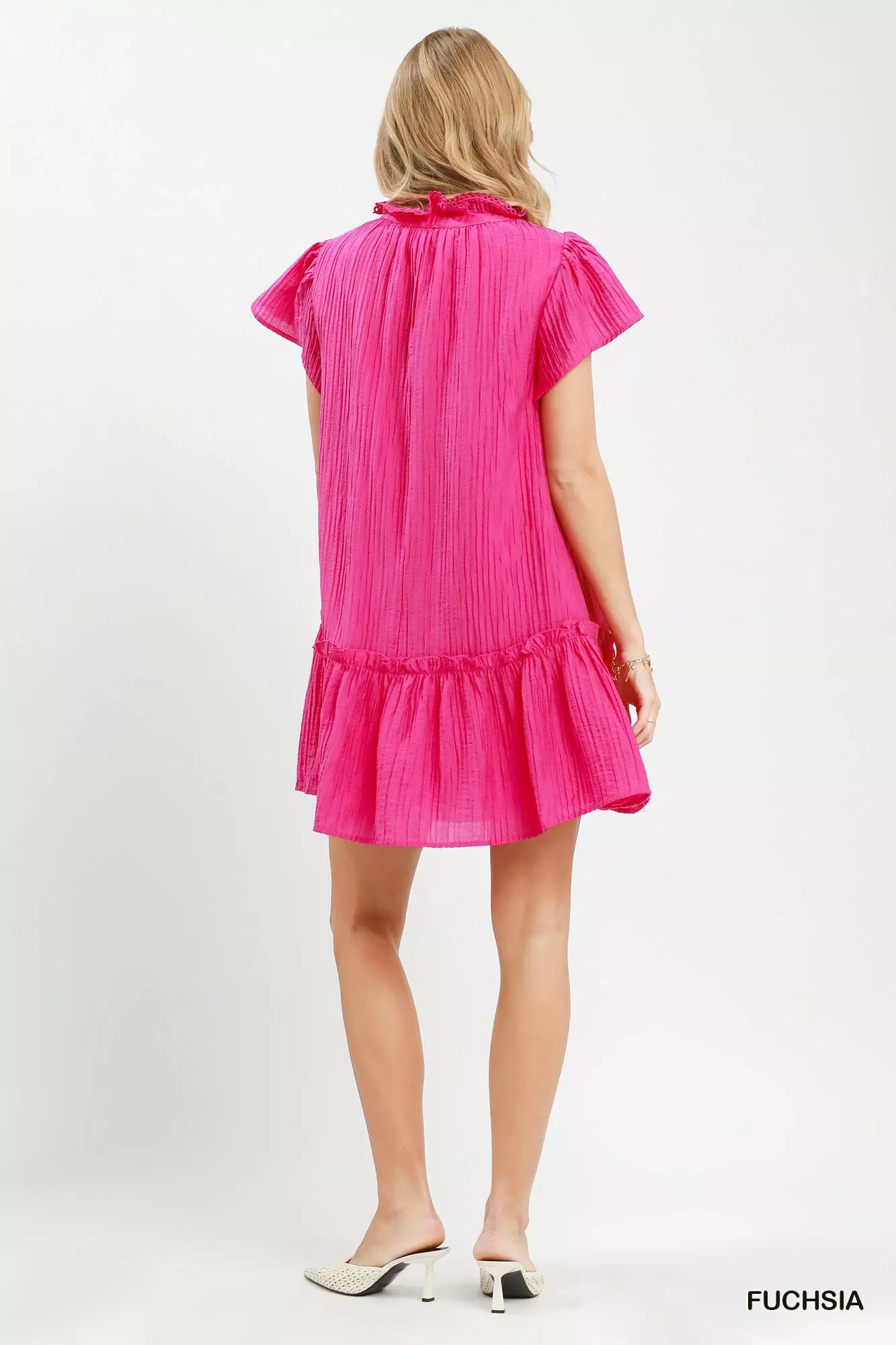 Umgee Textured Ruffle Hem Mini Dress