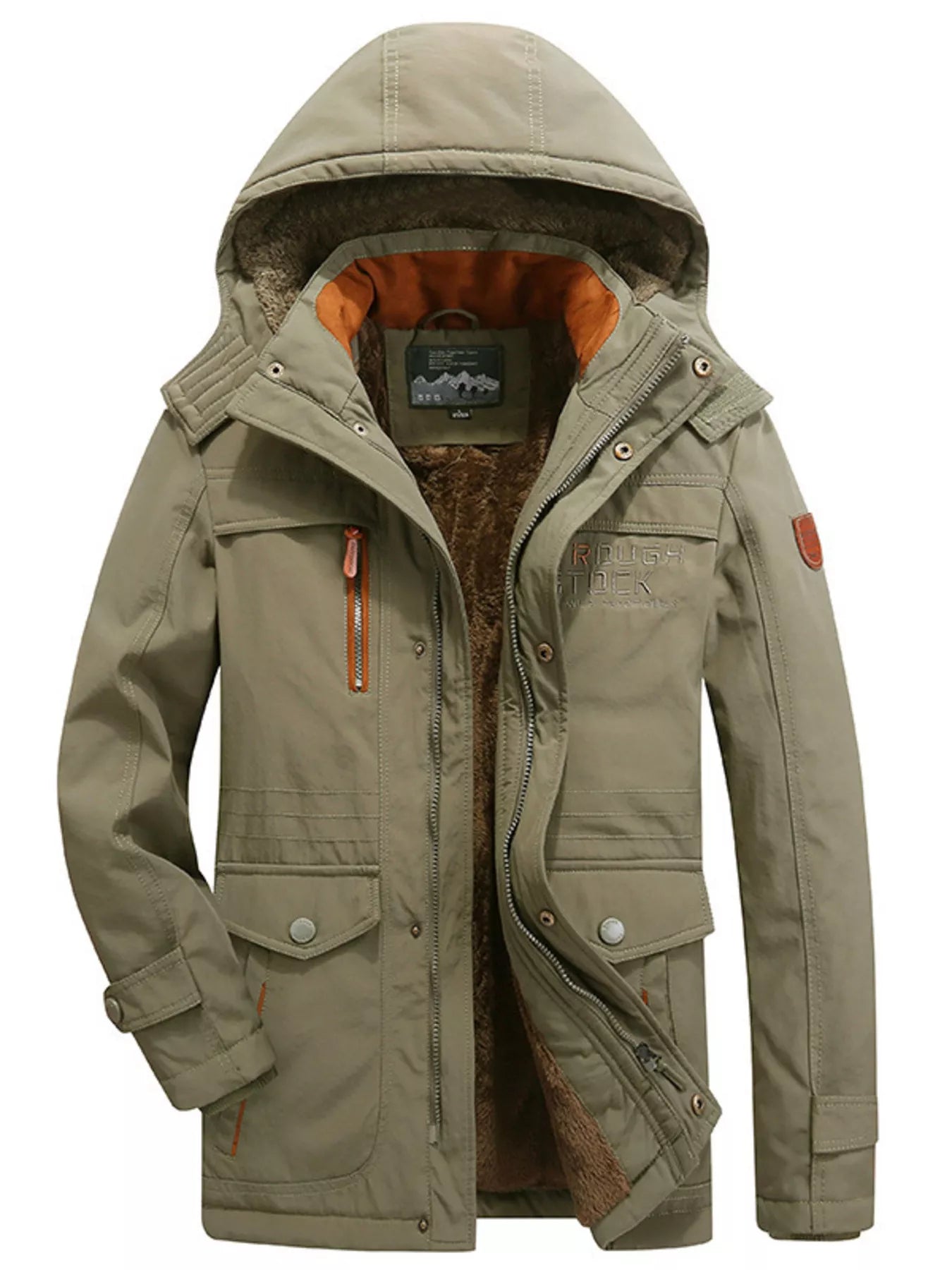 Men's Plus Size Winter Zip Up Hooded Parka Jacket