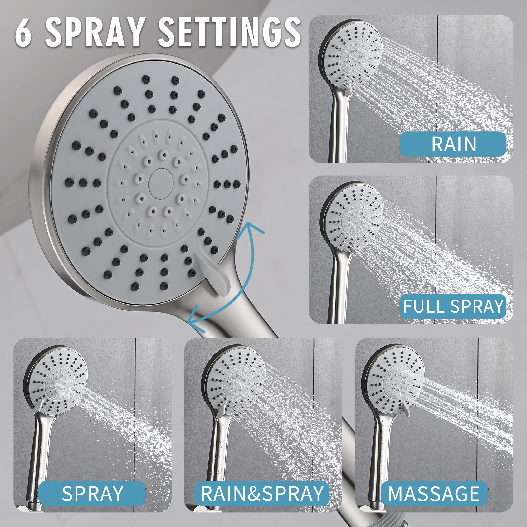 10 Inches Wall Mounted Shower with High Pressure Rain Shower Head