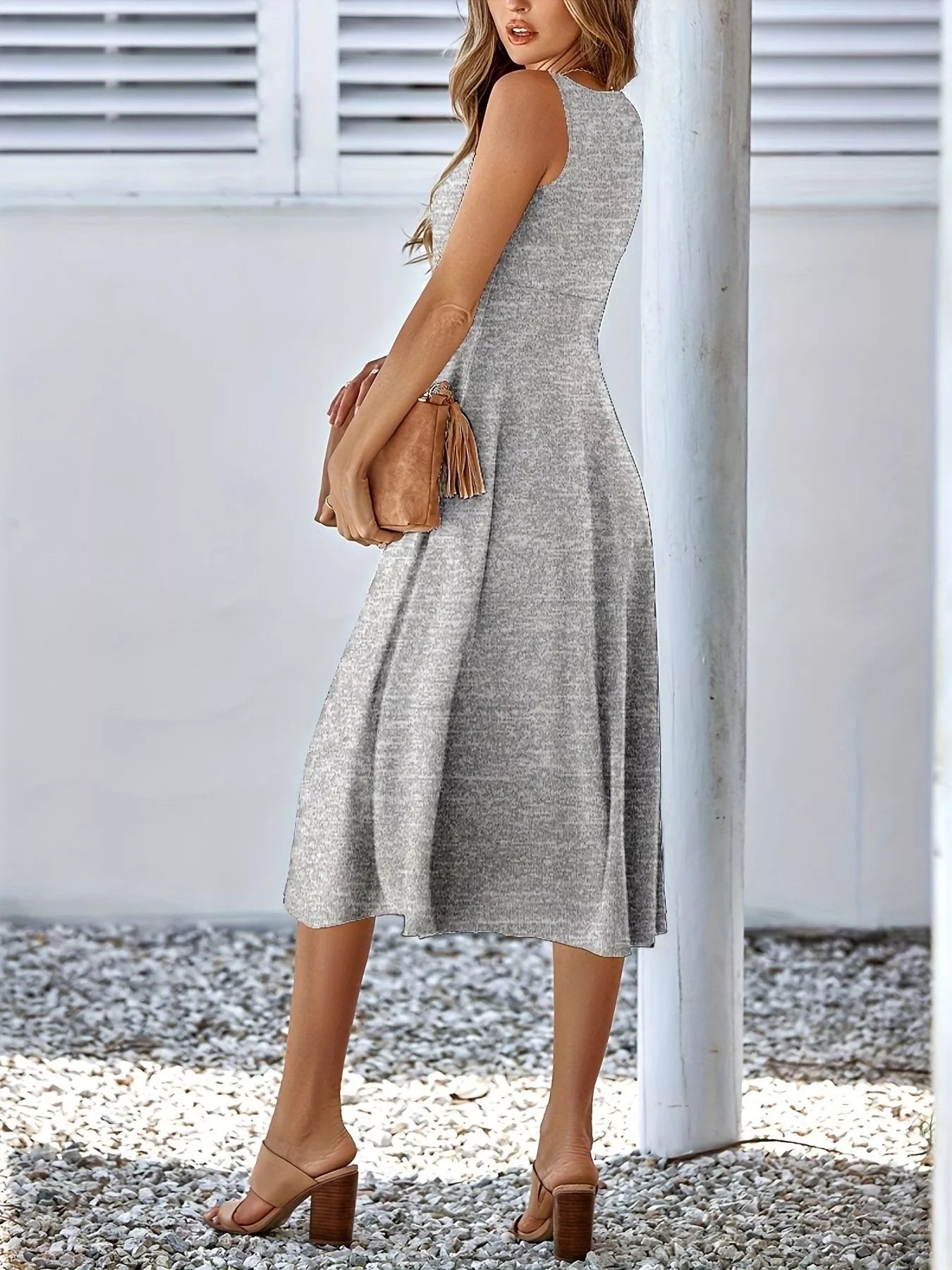 Sleeveless A-Line Midi Dress