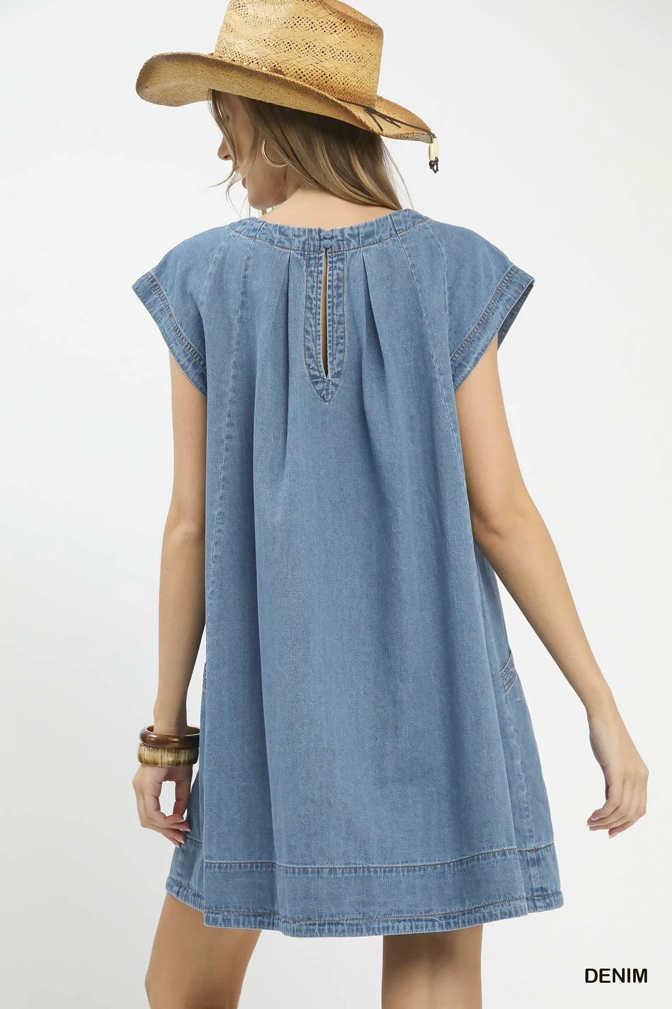 Umgee Stone Washed Denim Mini Dress