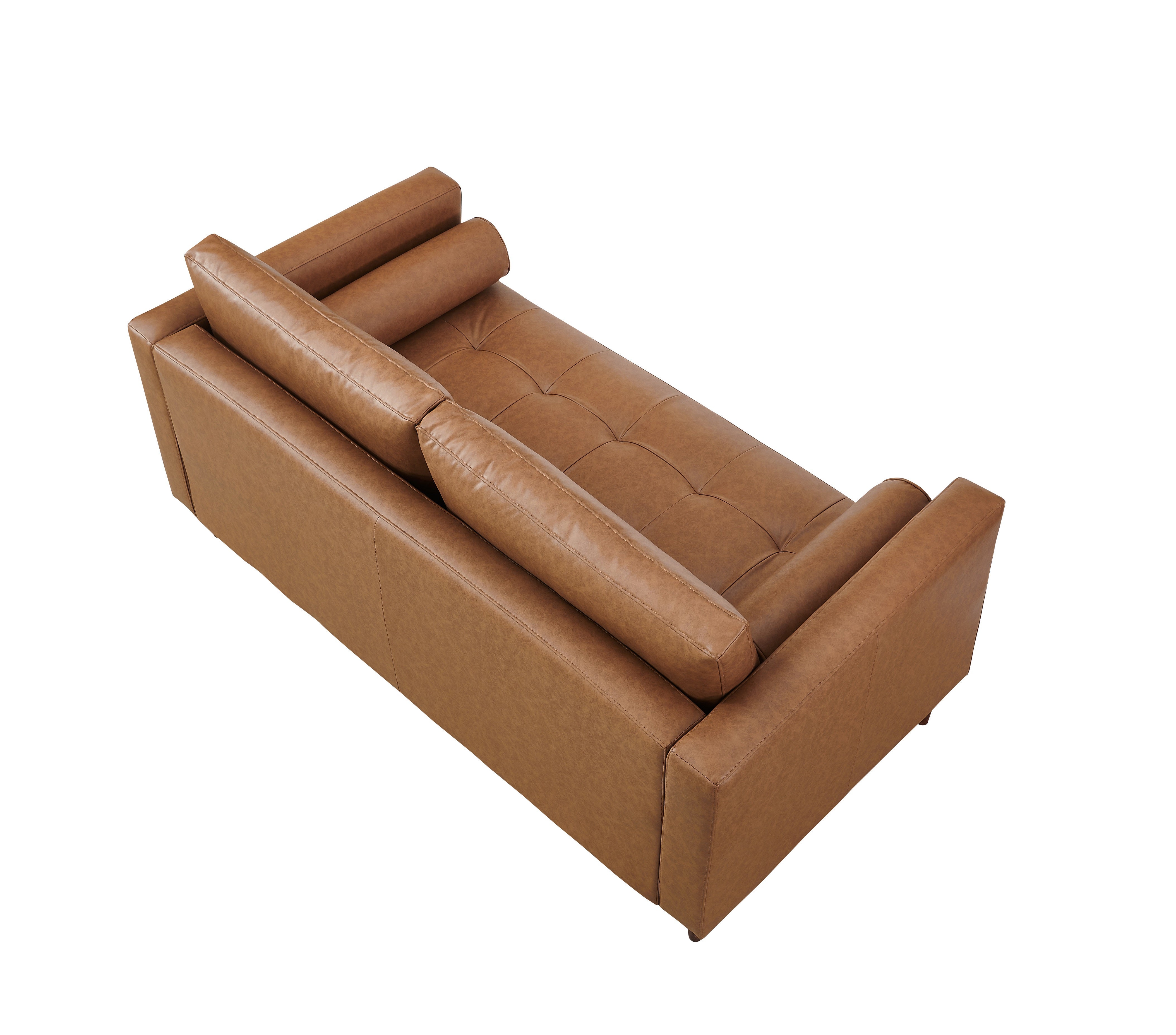 Alessandra Modern Contemporary Eco Leather Love Seat - Light Brown