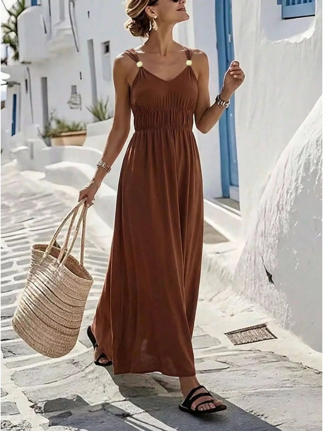 V-Neck Sleeveless Maxi Dress
