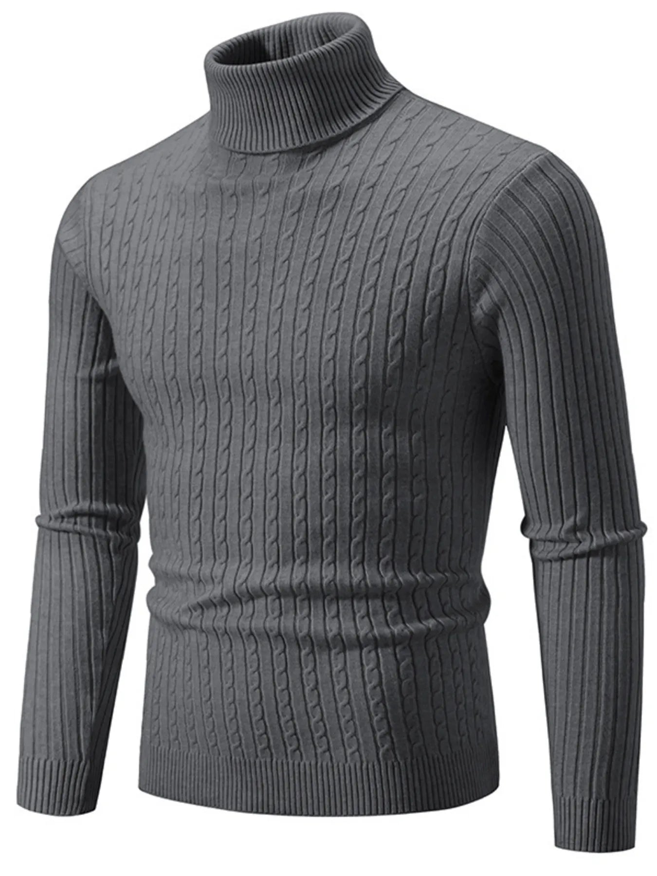 Men's Plus Size Ribbed Turtleneck Long Sleeve Sweater