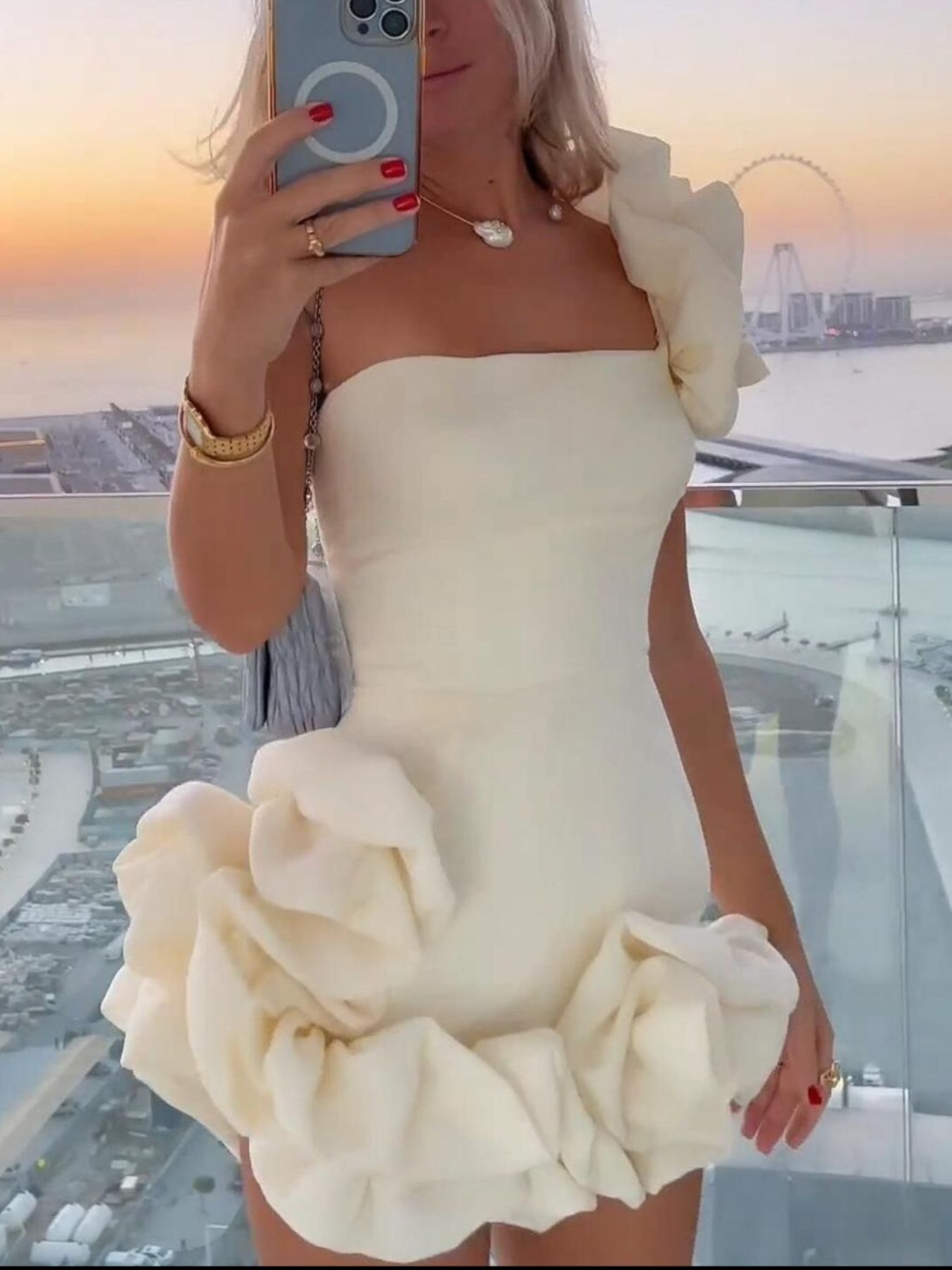 One-Shoulder Ruffle Mini Dress