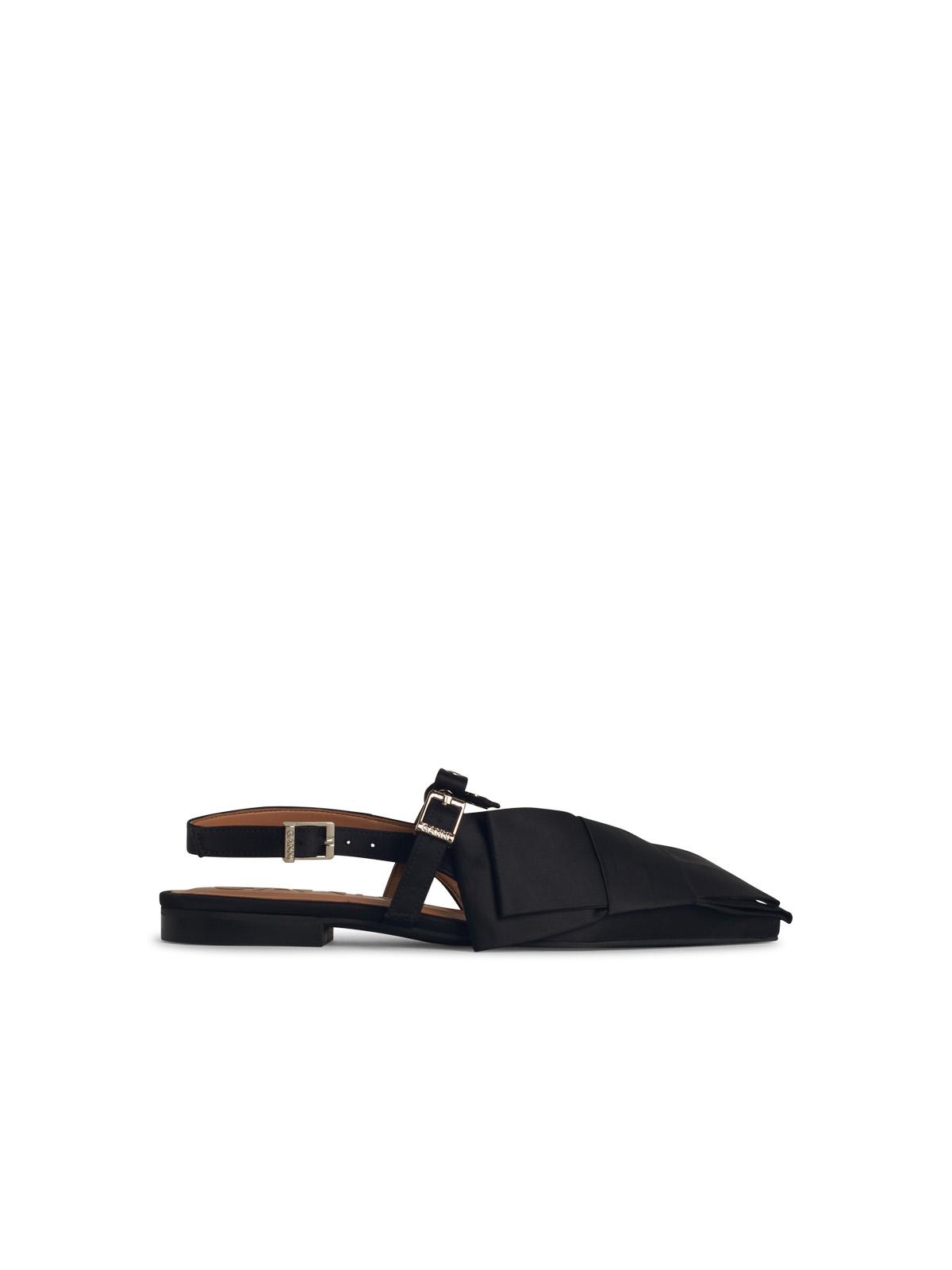 Ganni 'Big Bow' Black Polyester Ballet Flats Women