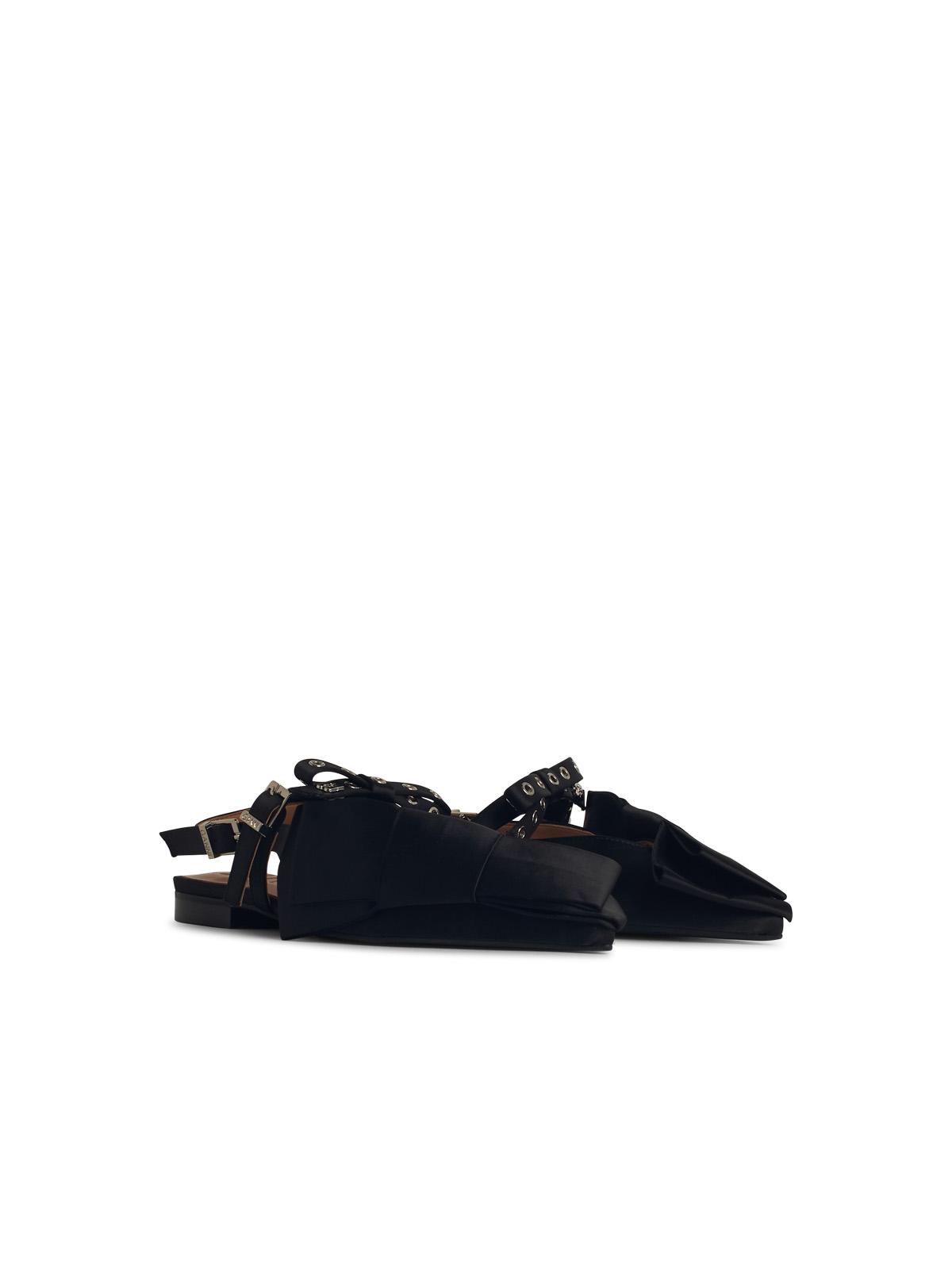 Ganni 'Big Bow' Black Polyester Ballet Flats Women