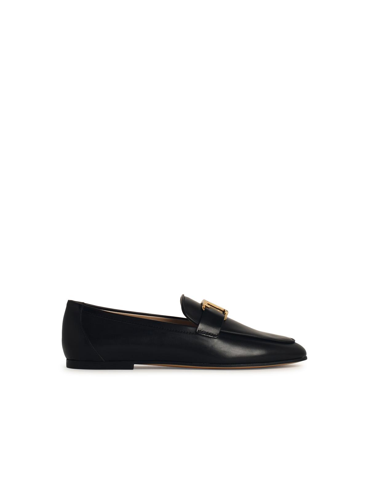 Tod's Black Leather Loafers Women