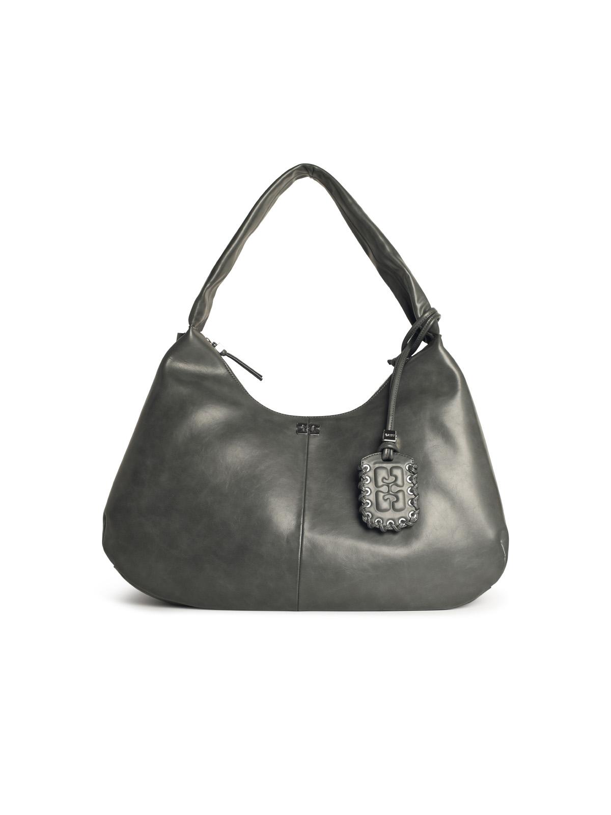 Ganni 'Bou Xxl' Grey Leather Blend Bag Women