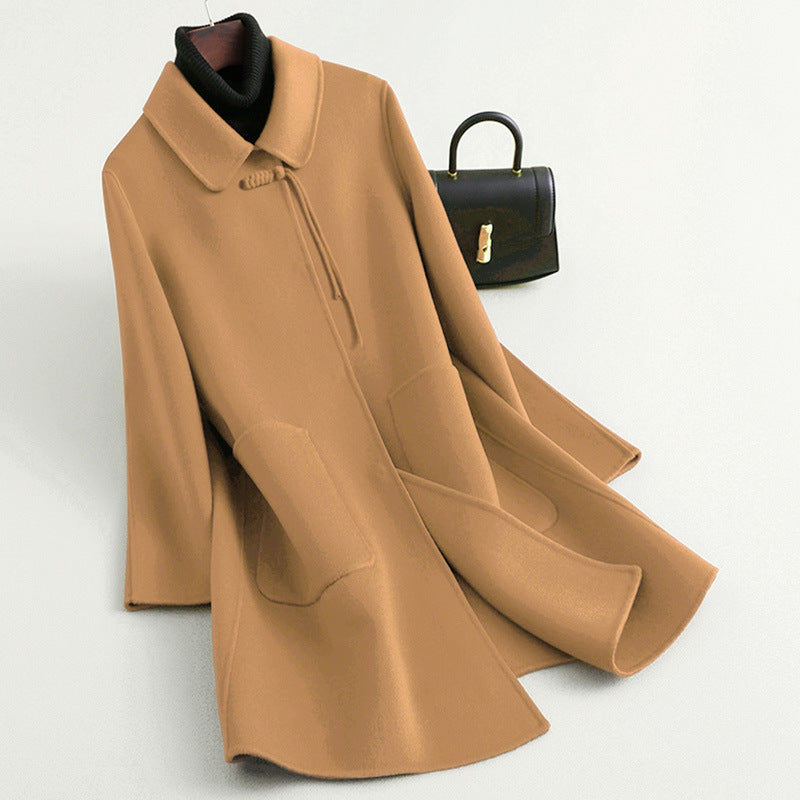 New Chinese-style Red Oversized Double-faced Wool Coat