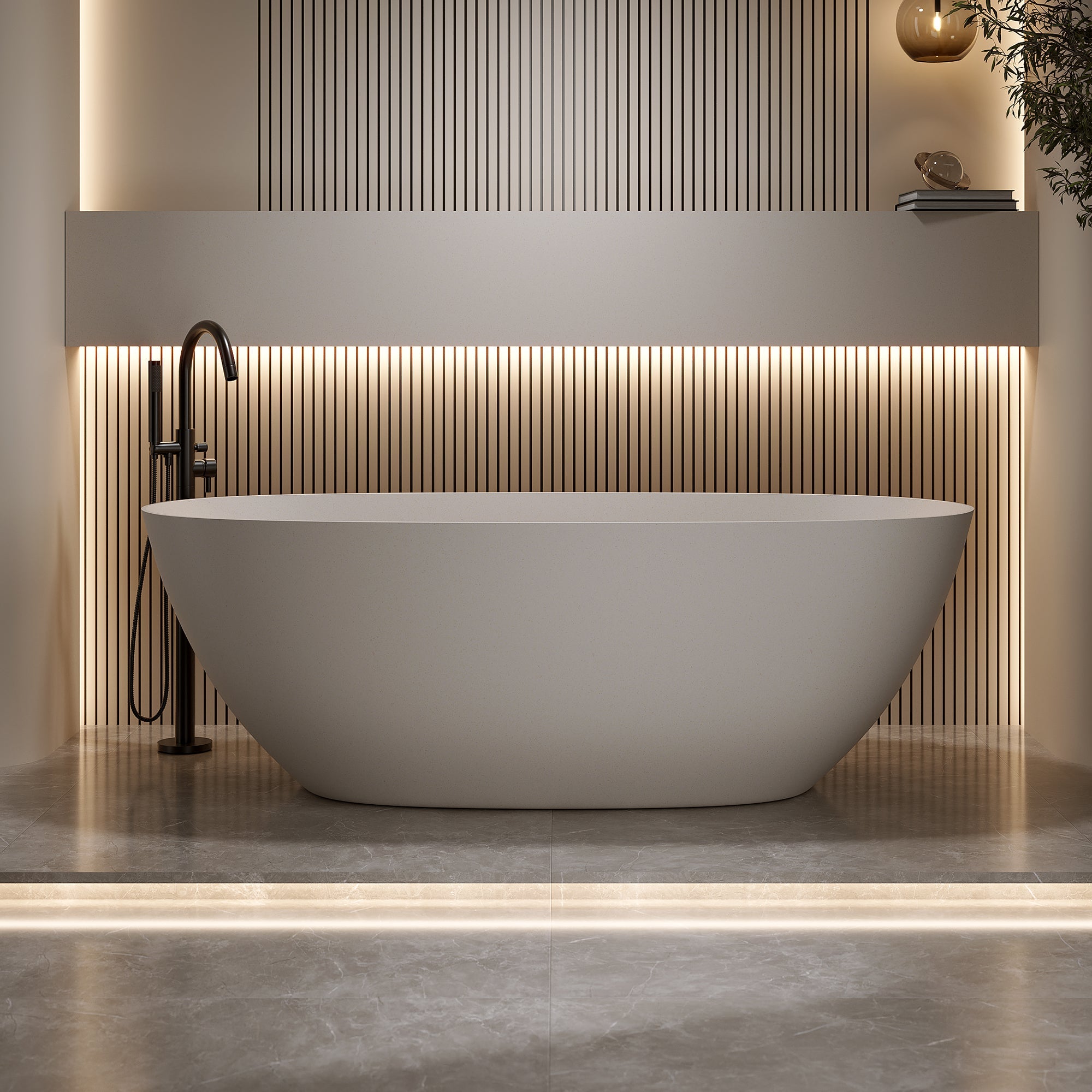 69'' Freestanding Bathtub Resin Stone Soaking Bathtub